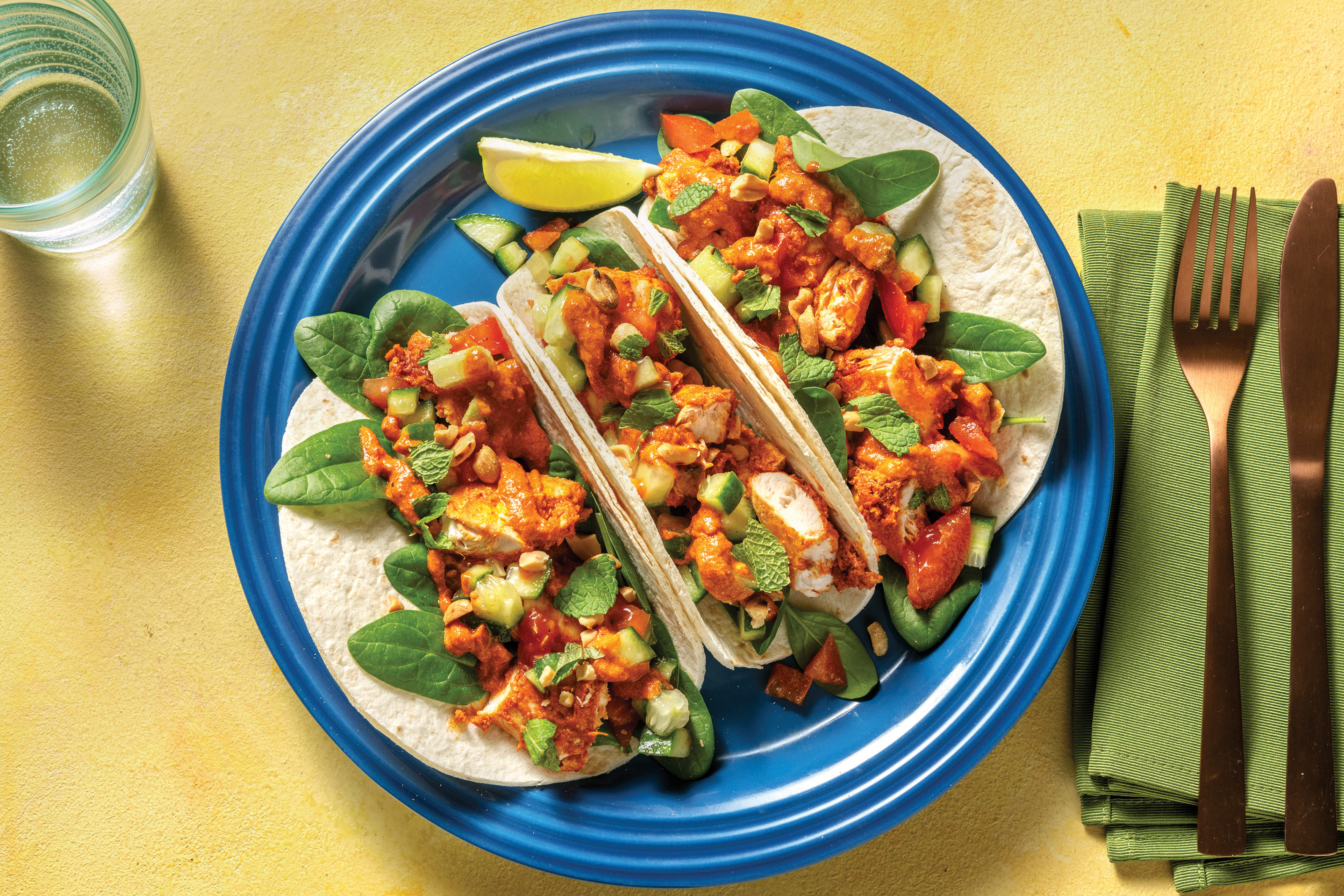 Mumbai-Spiced Chicken Tacos with Cucumber Salsa