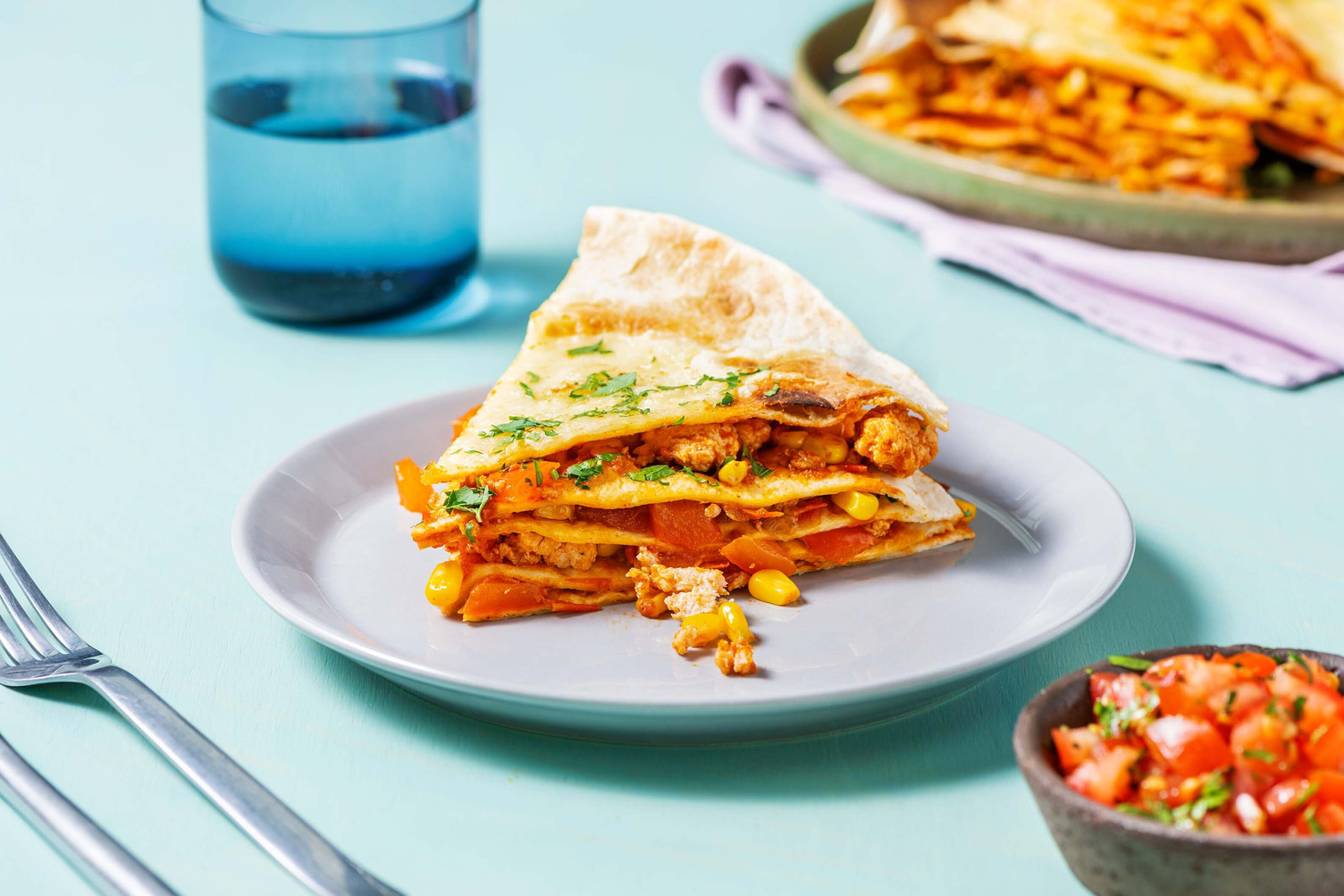 Tarte de tortillas au haché de poulet