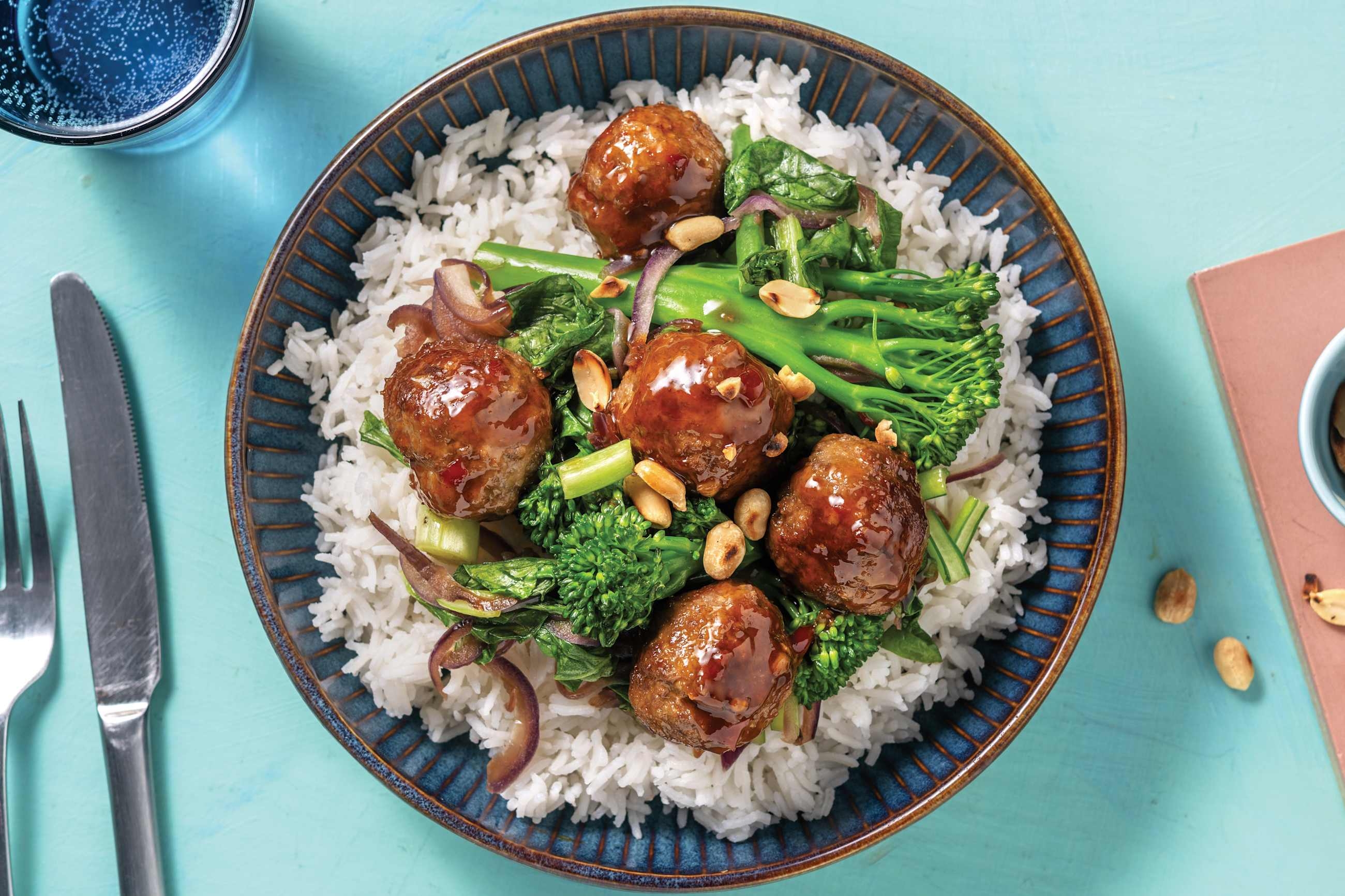 Teriyaki Beef Meatballs & Garlic Rice