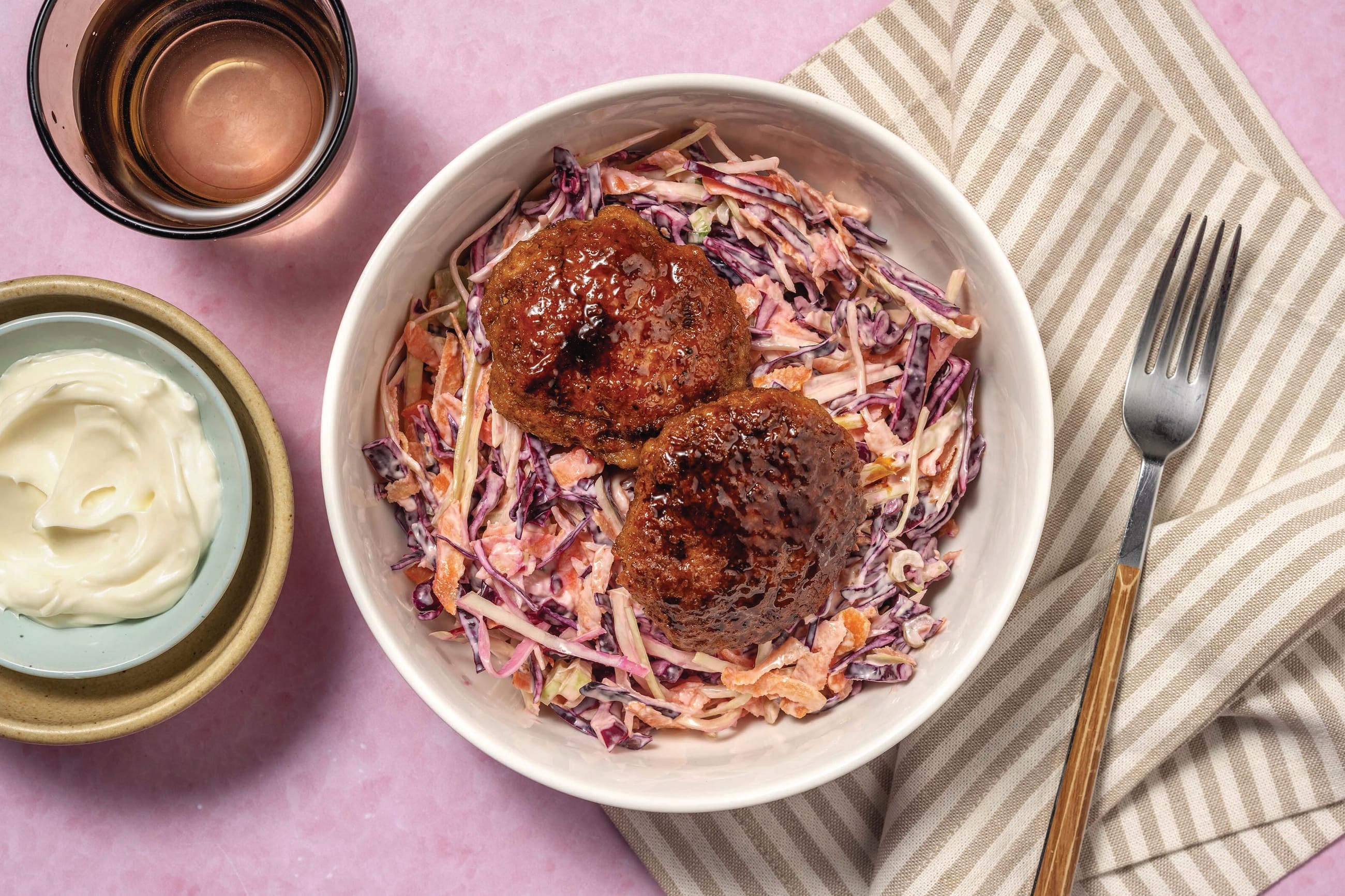 Honey-Soy Pork Bunless Burger Bowl