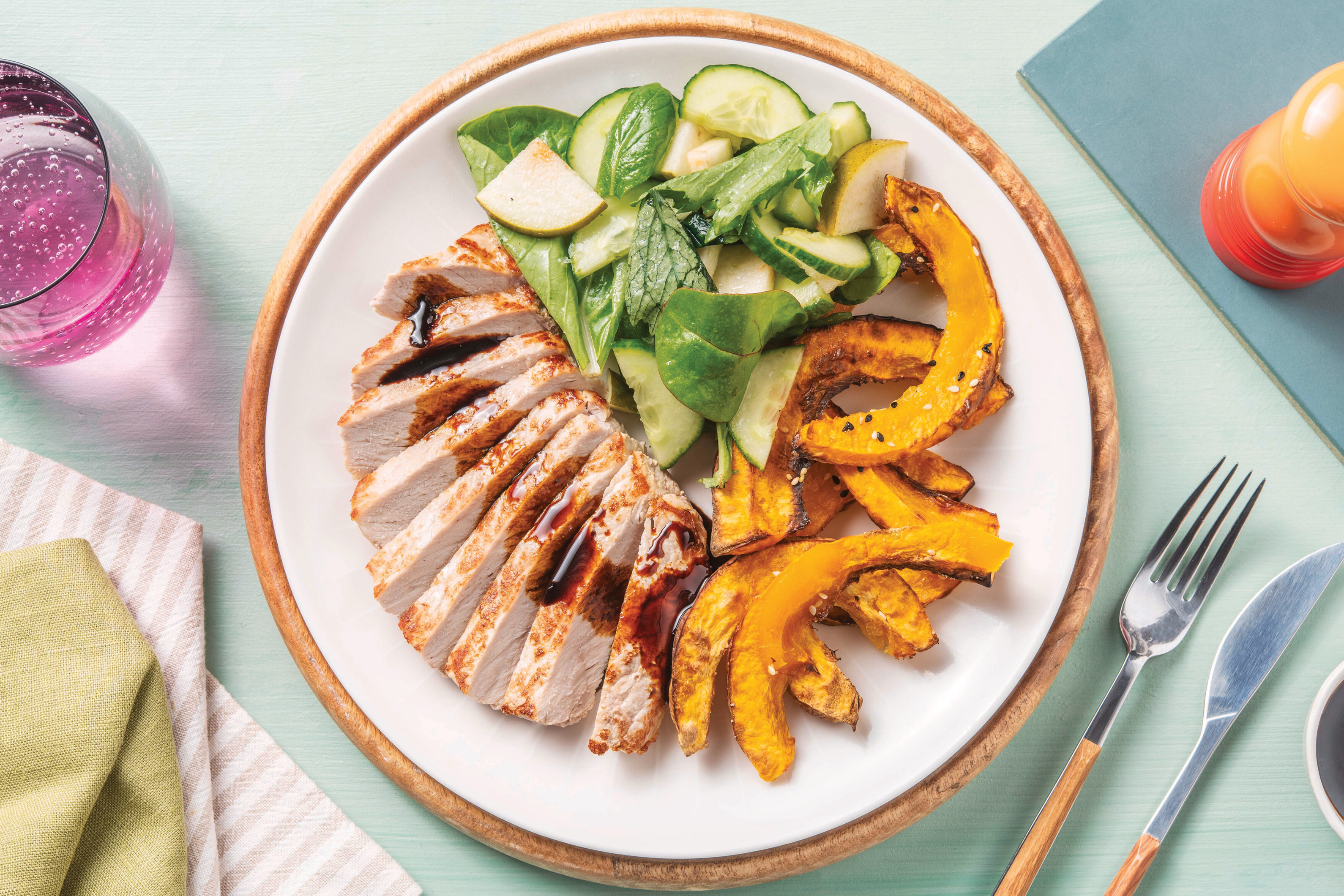 Seared Pork & Sesame Pumpkin Wedges
