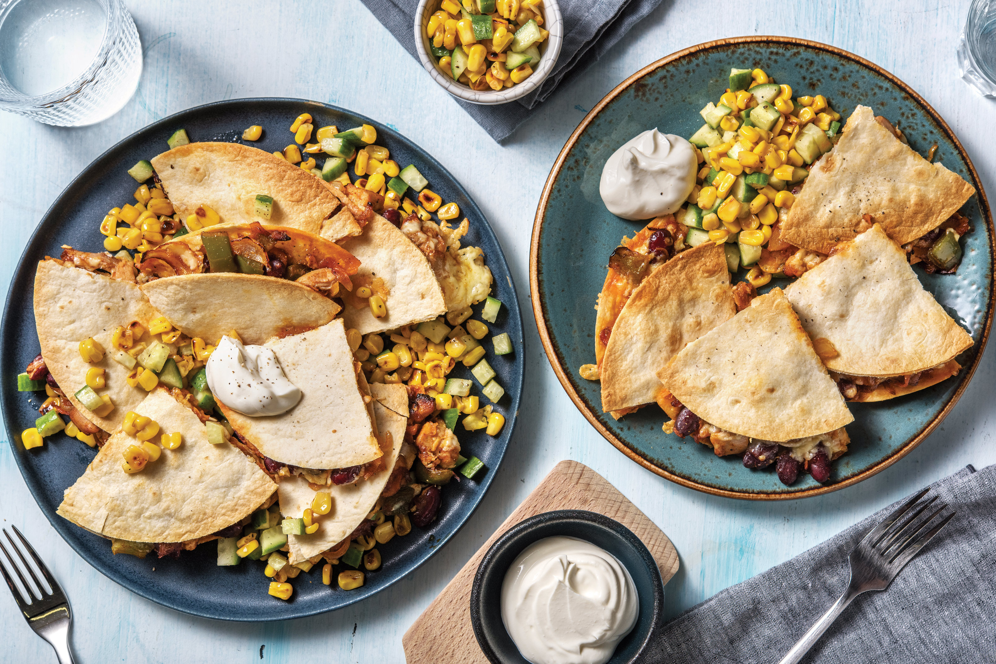 Tex-Mex BBQ Chicken & Bean Quesadillas