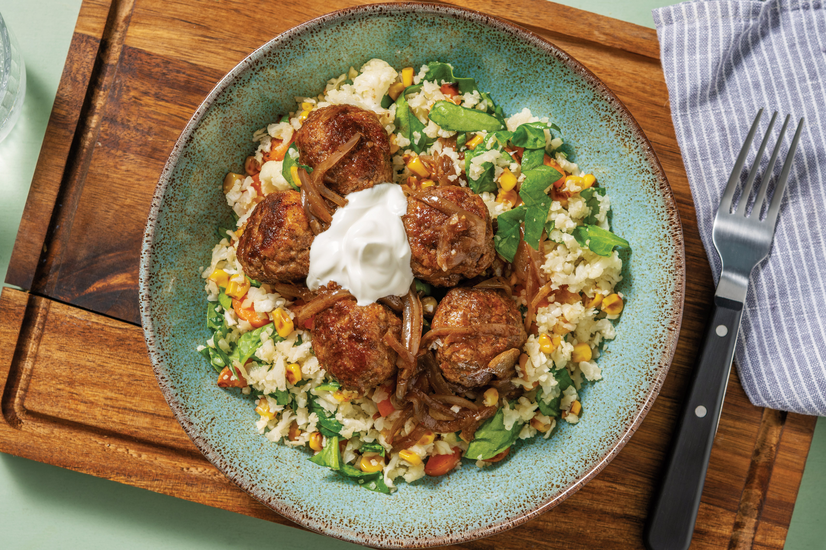 Tex-Mex Beef Meatballs & Cauliflower Rice