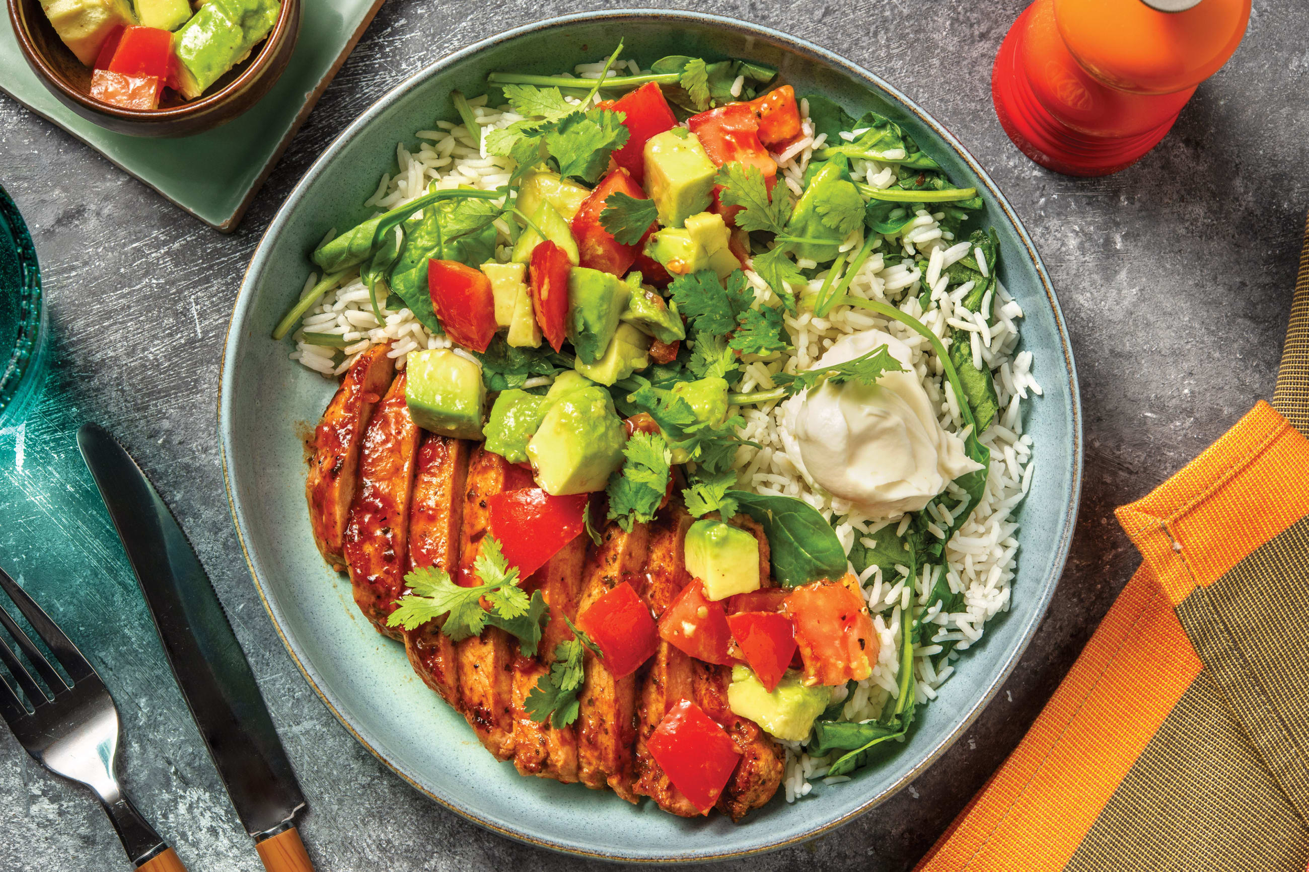 Double Tex-Mex Spiced Pork & Spinach Rice