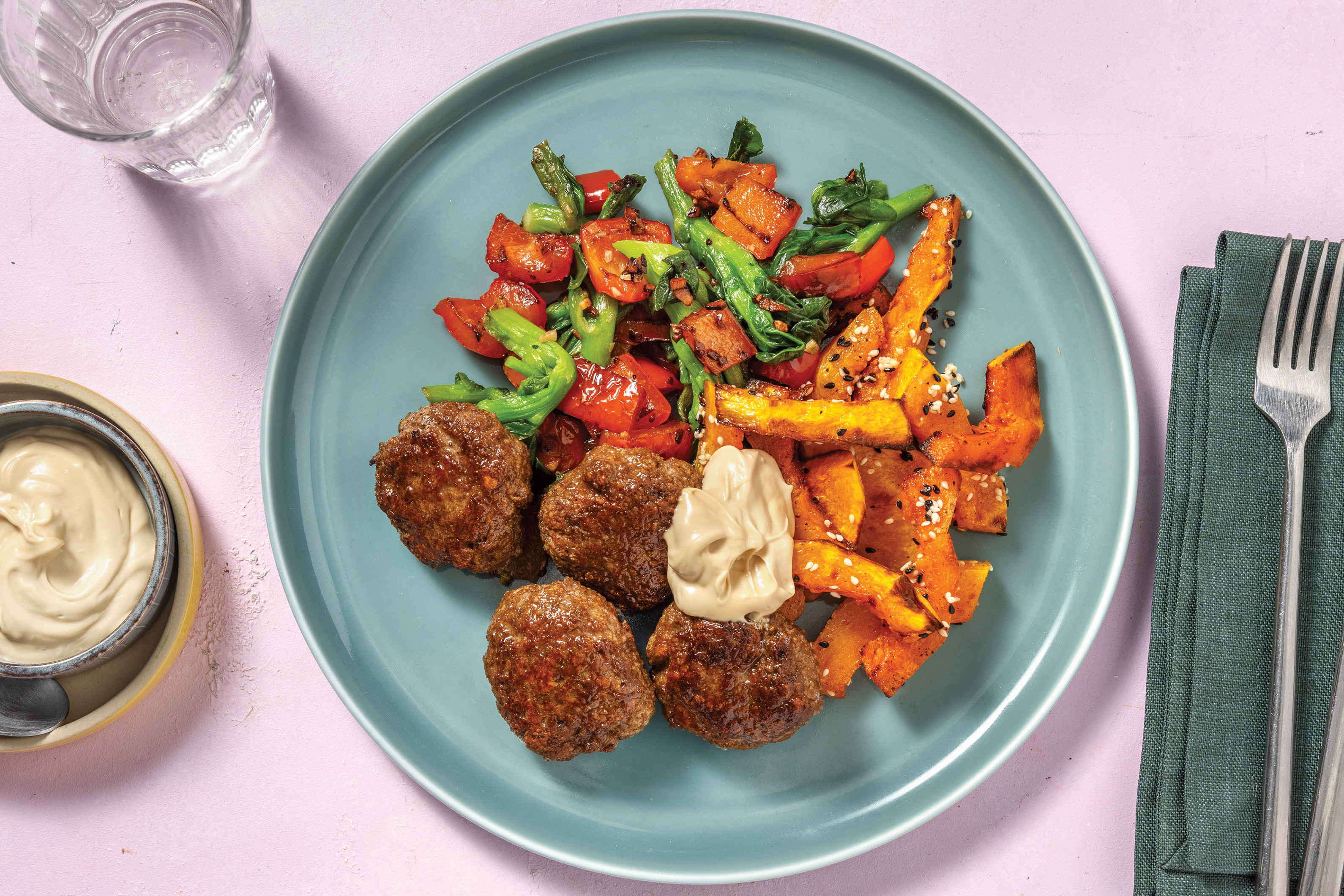 Thai Beef Rissoles & Sesame Pumpkin