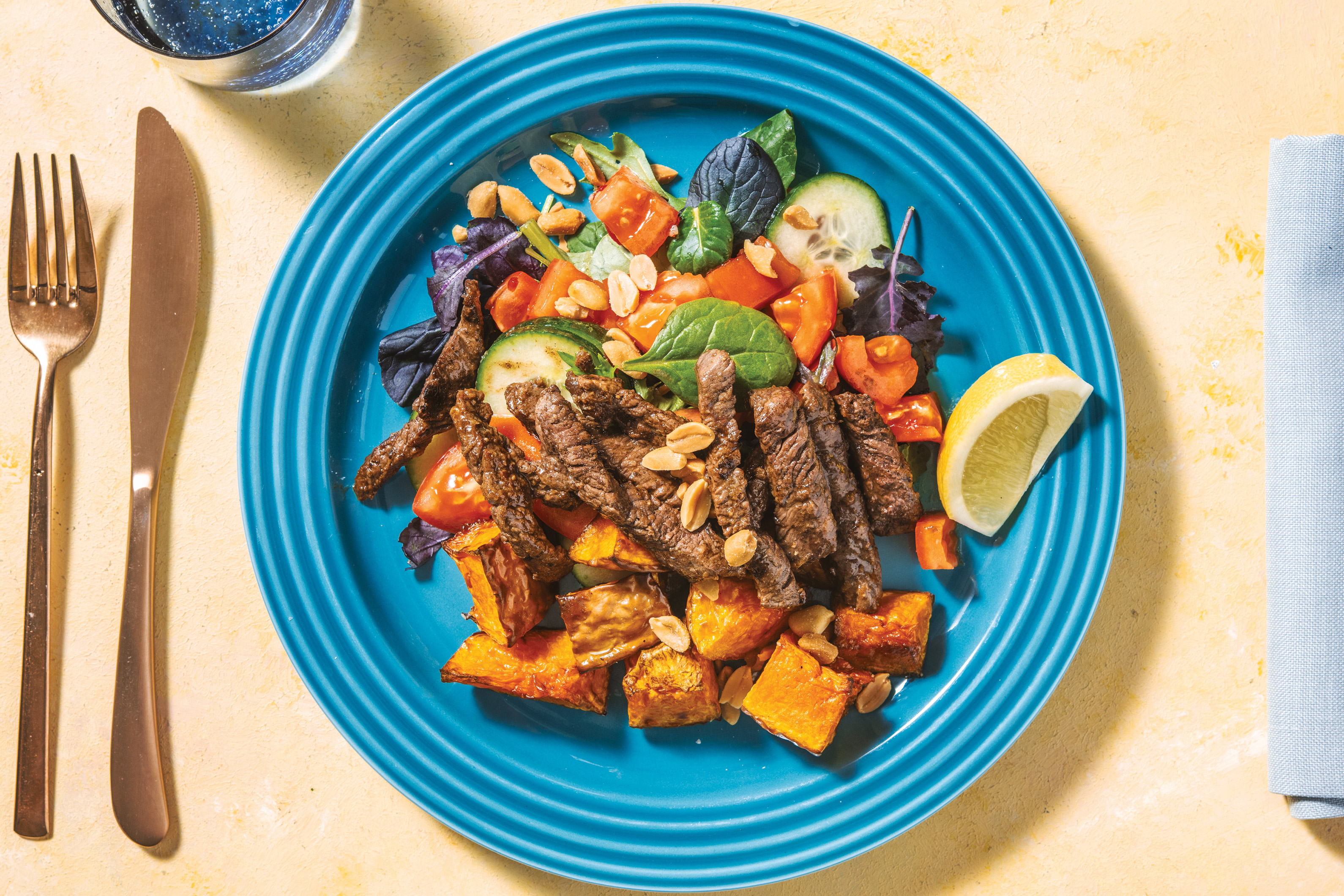 Thai Beef & Pumpkin Salad with Sweet Chilli Dressing