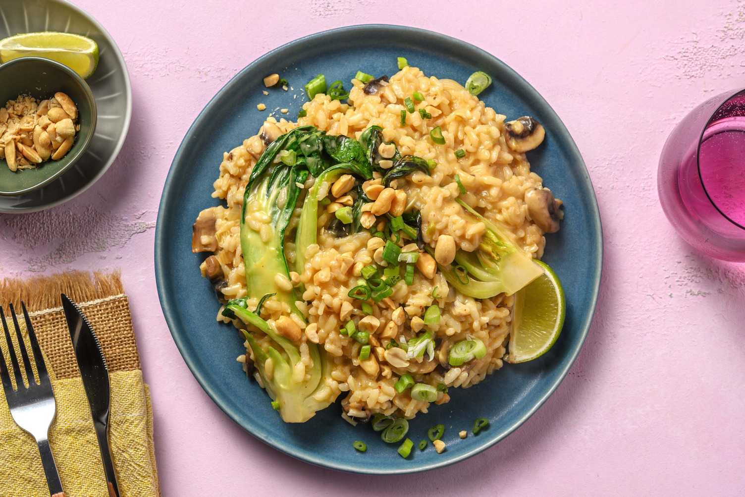 Thai-Curry-Risotto mit Pak Choi und Pilzen