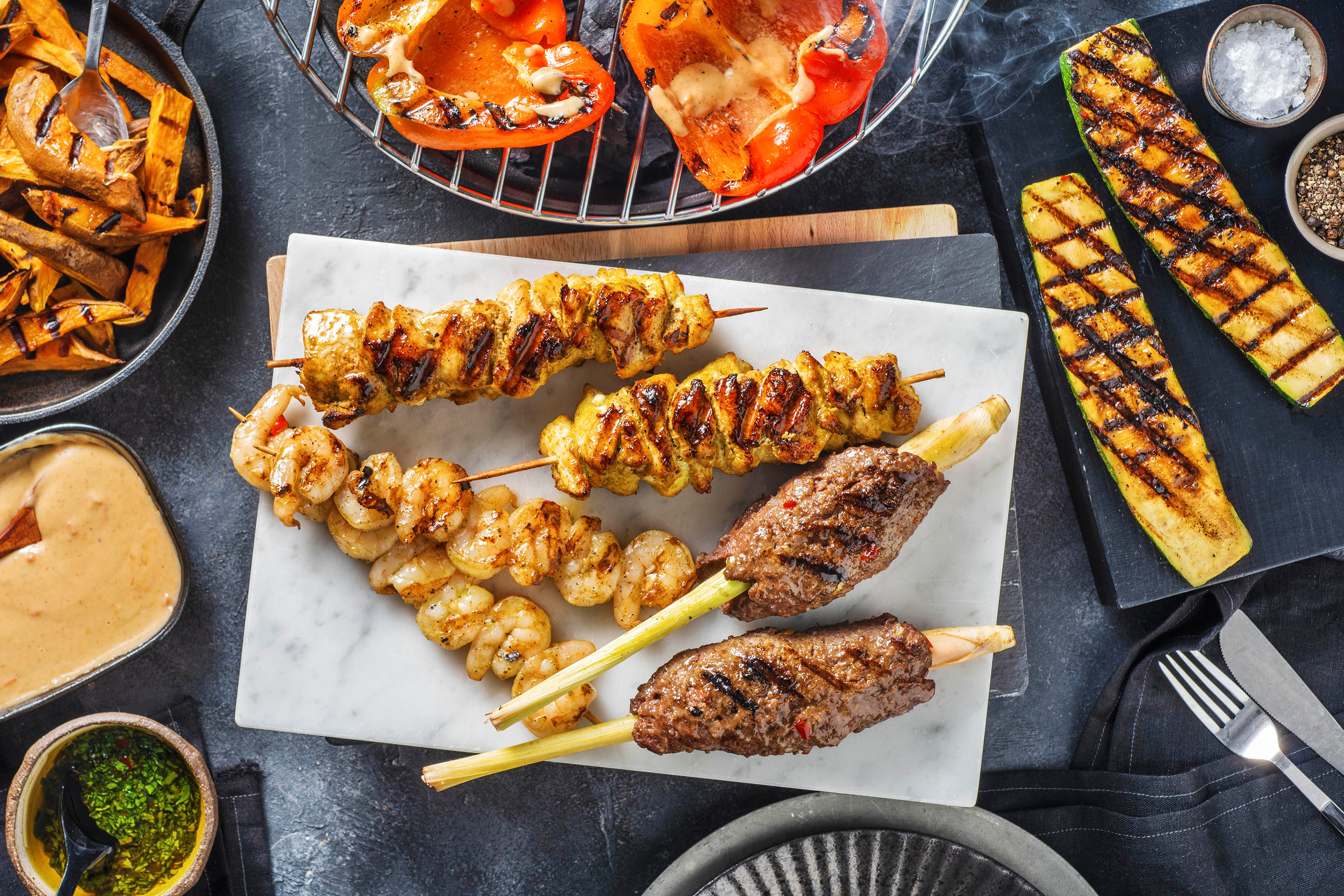 Thai-Grillplatte mit Garnelen