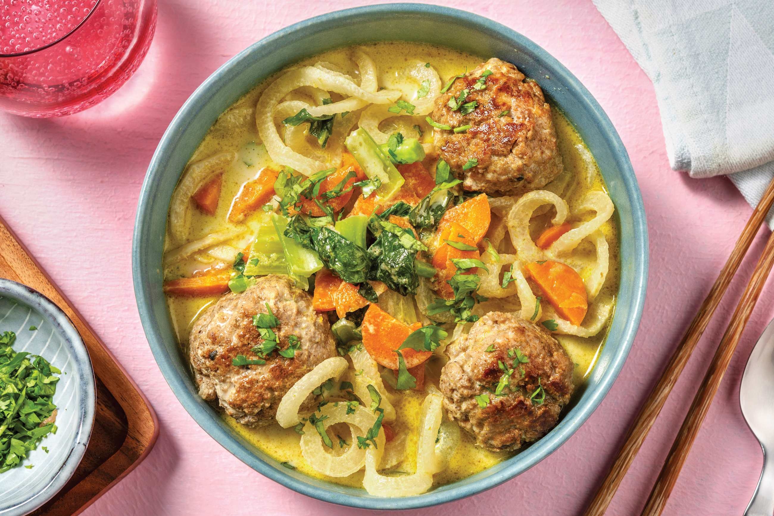 Thai Pork Meatball Soup & Daikon Noodles