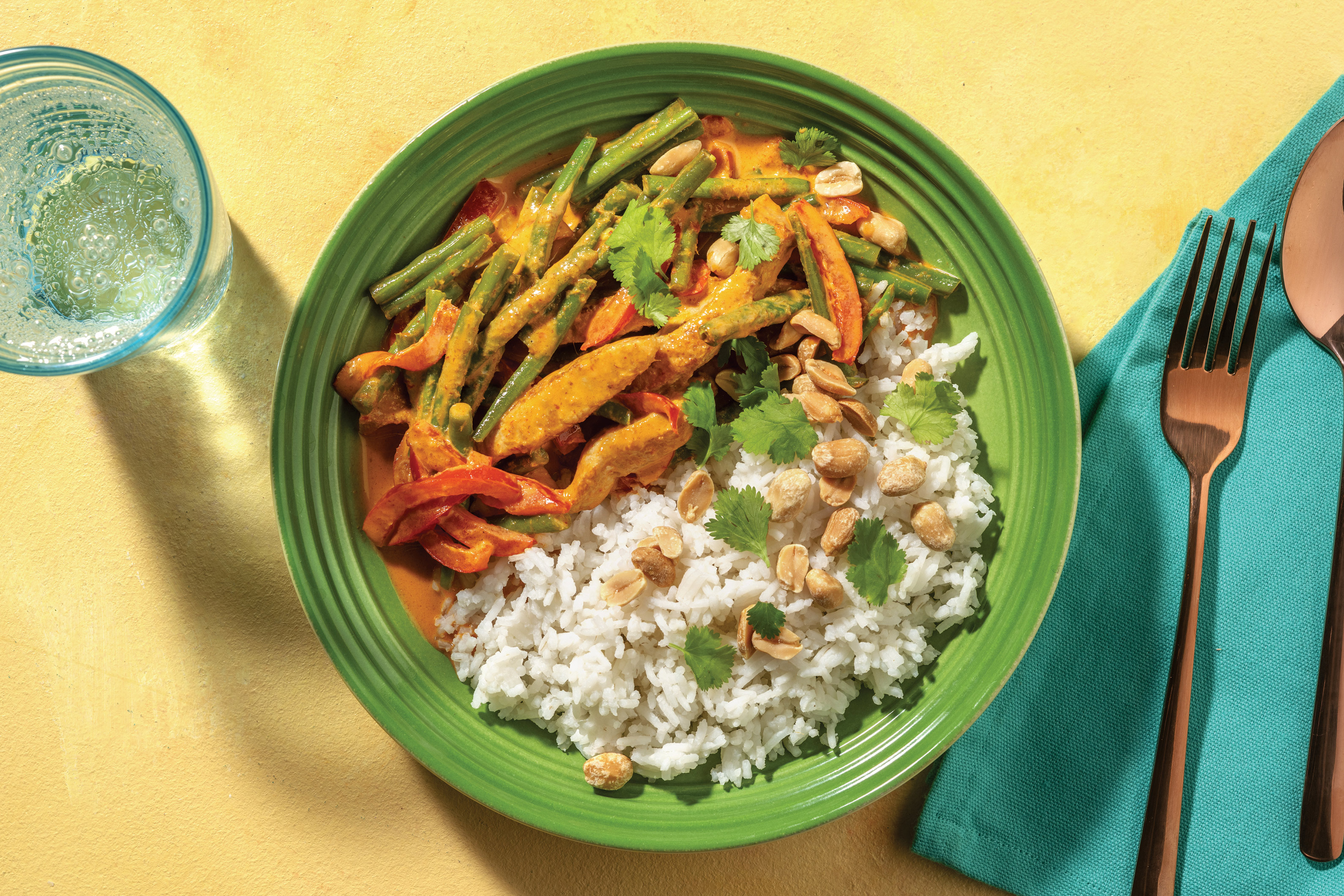 Pork Thai Red Curry with Rice, Peanuts & Coriander