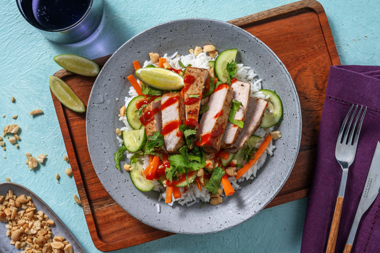 Porc à la thaïlandaise et riz à la citronnelle