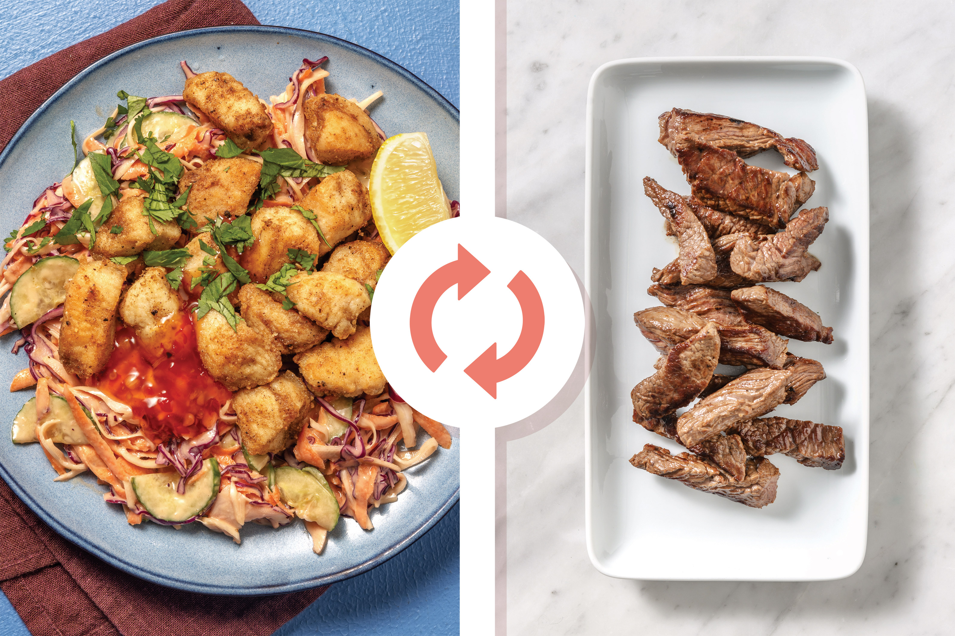 Quick Thai-Style Beef Strips & Creamy Slaw