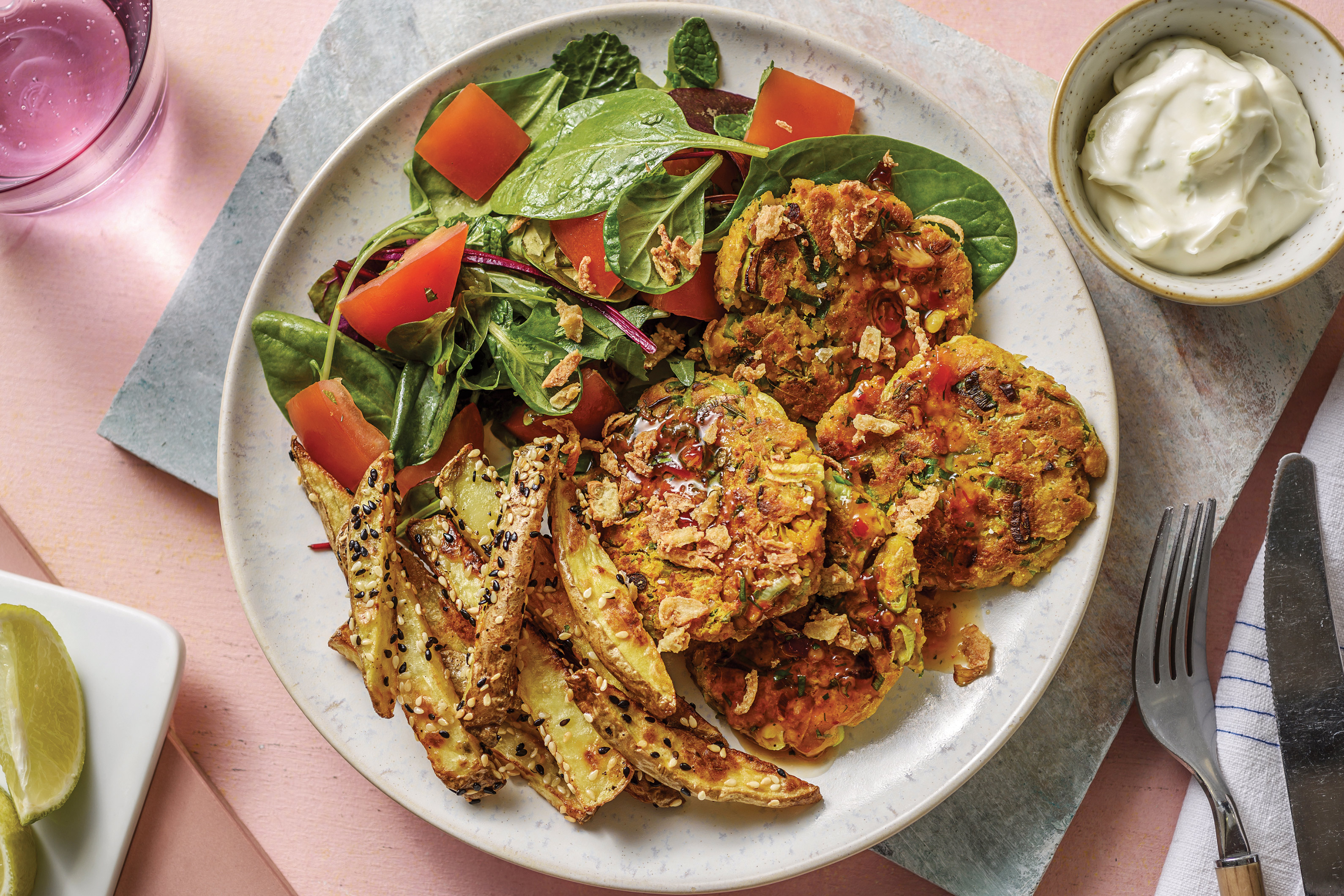 Thai-Style Chickpea Patties & Sesame Fries