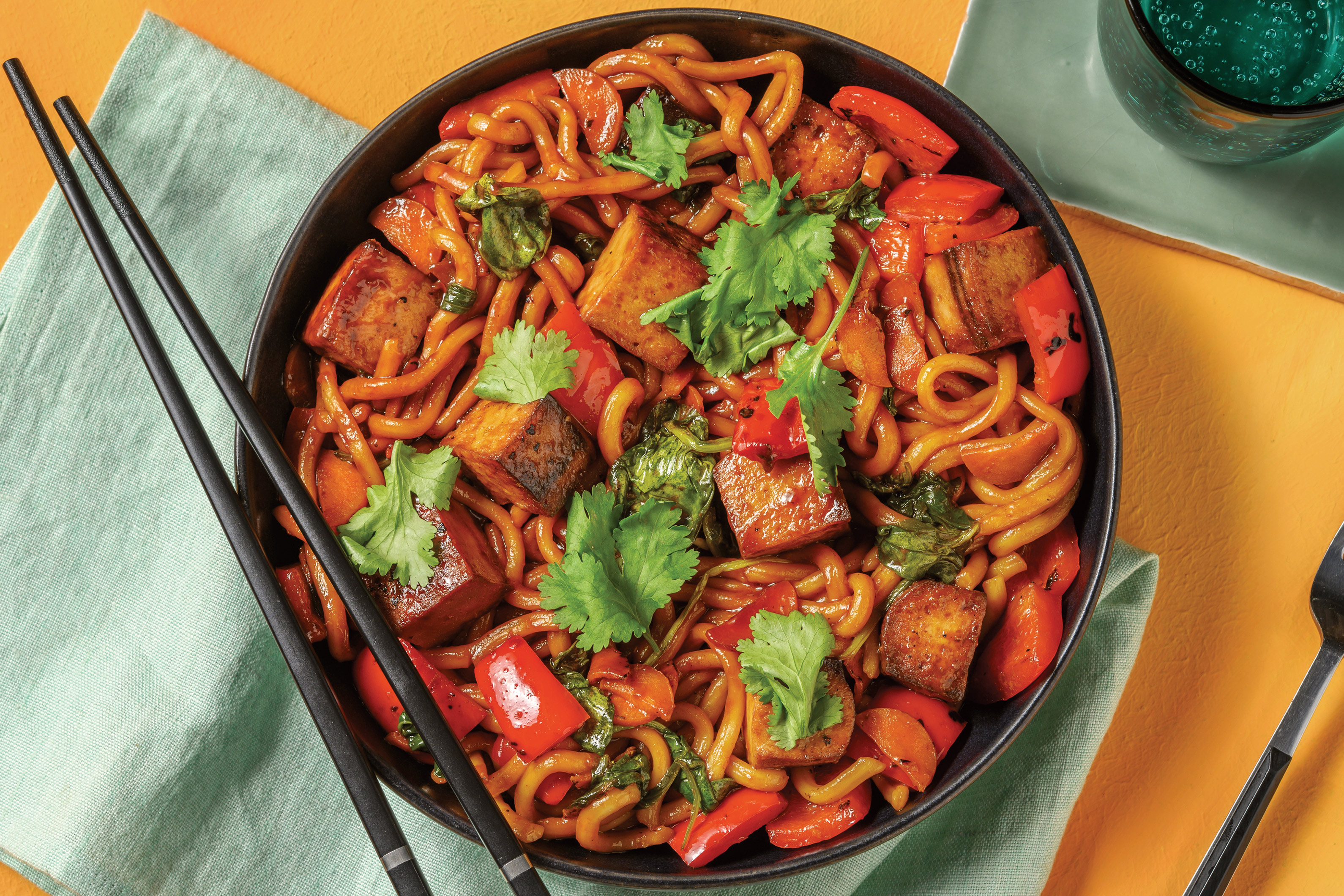 Thai-Style Tofu & Udon Noodle Stir-Fry