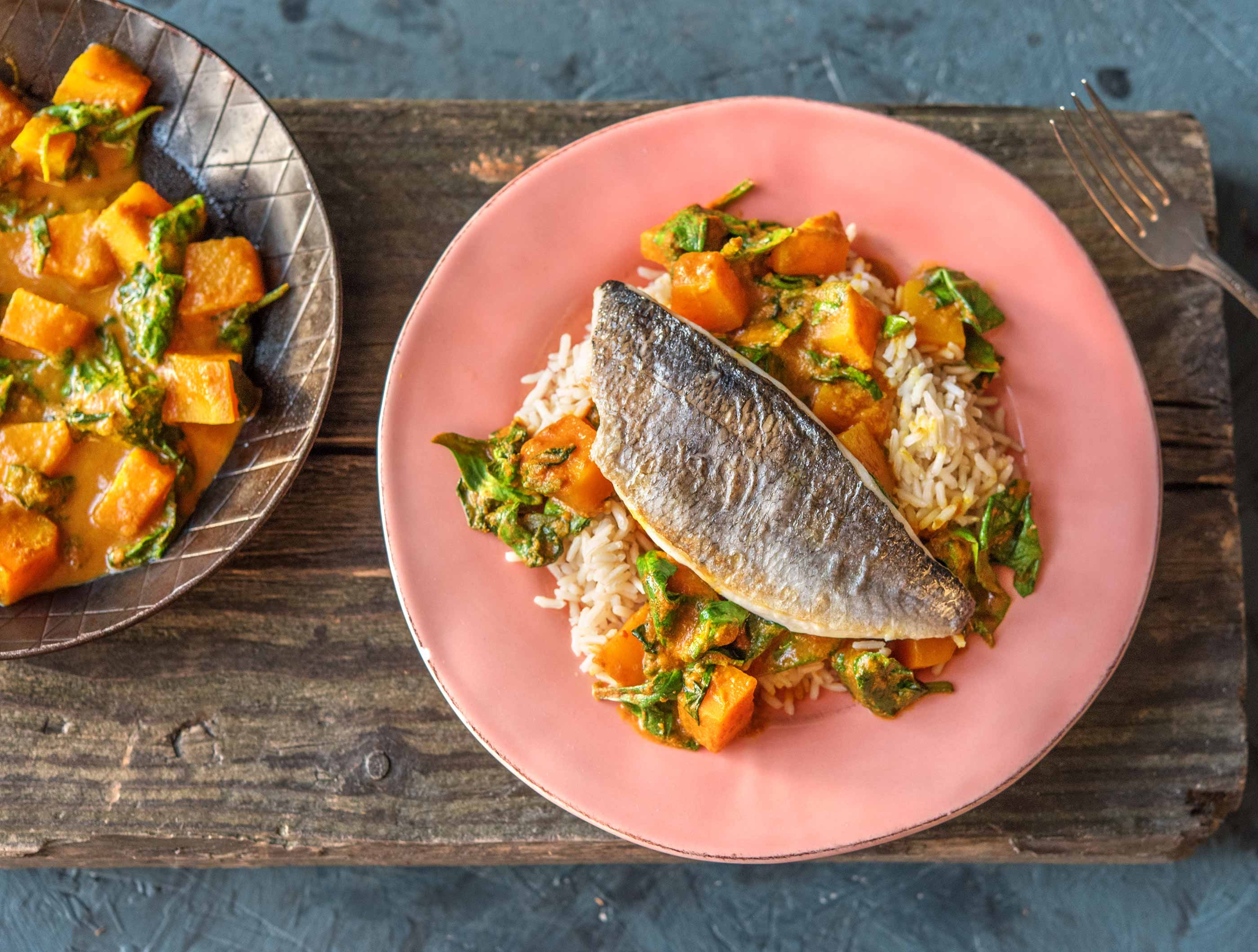 Thaise pittige currygroenten met heekfilet