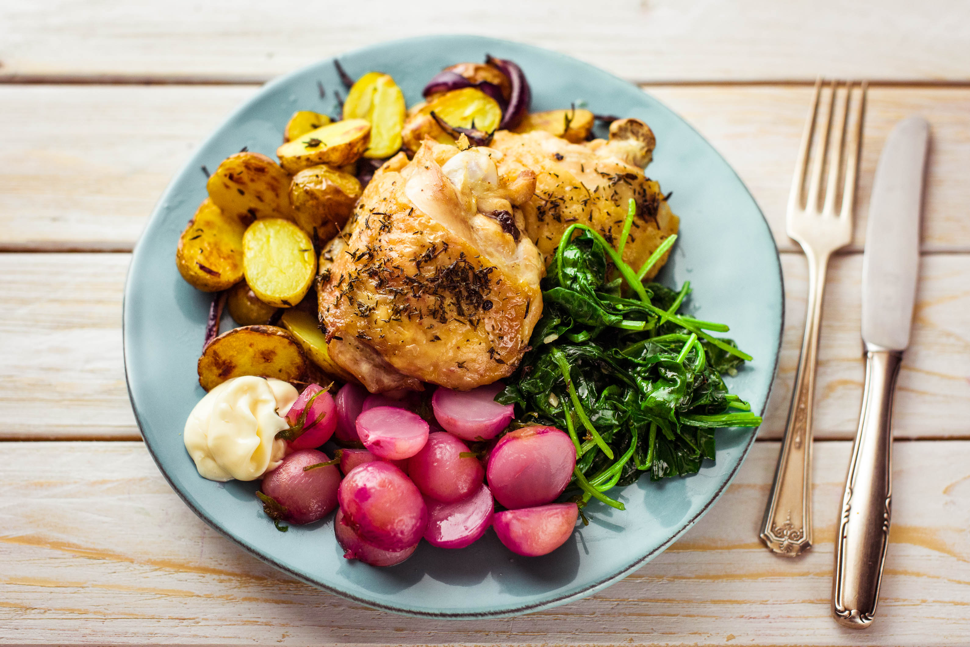 Thyme Roasted Chicken and Potatoes
