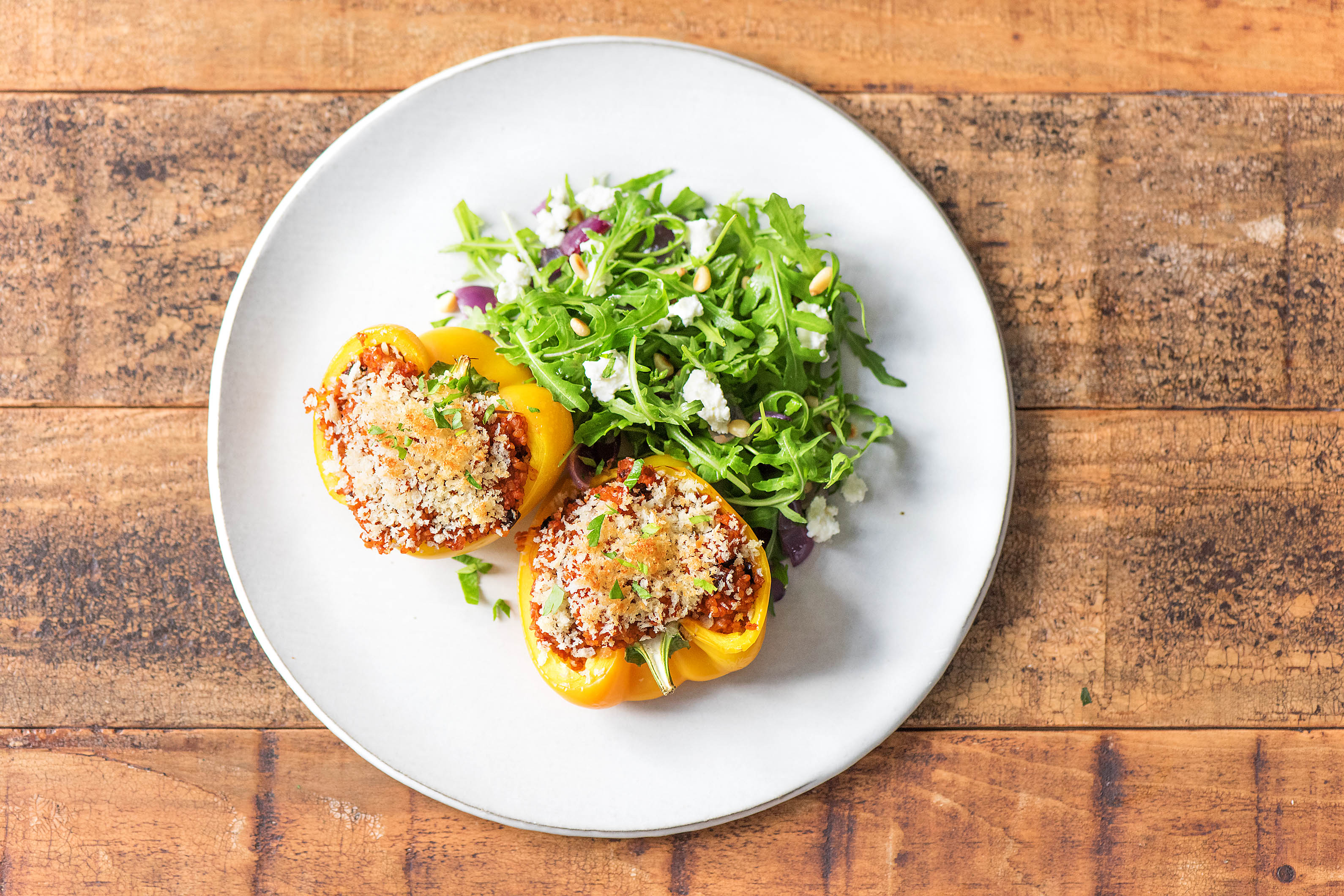 Tomatoey Bulgur and Mozzarella Stuffed Peppers