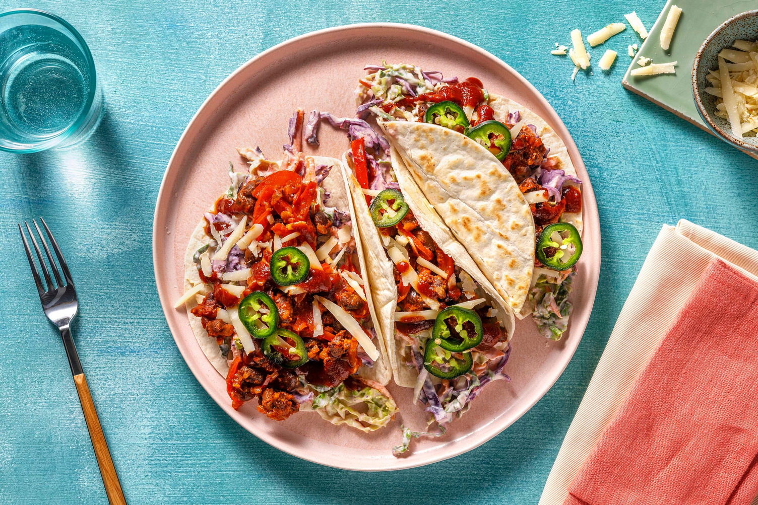 Tortilla's met zwarte bonen en BBQ-saus