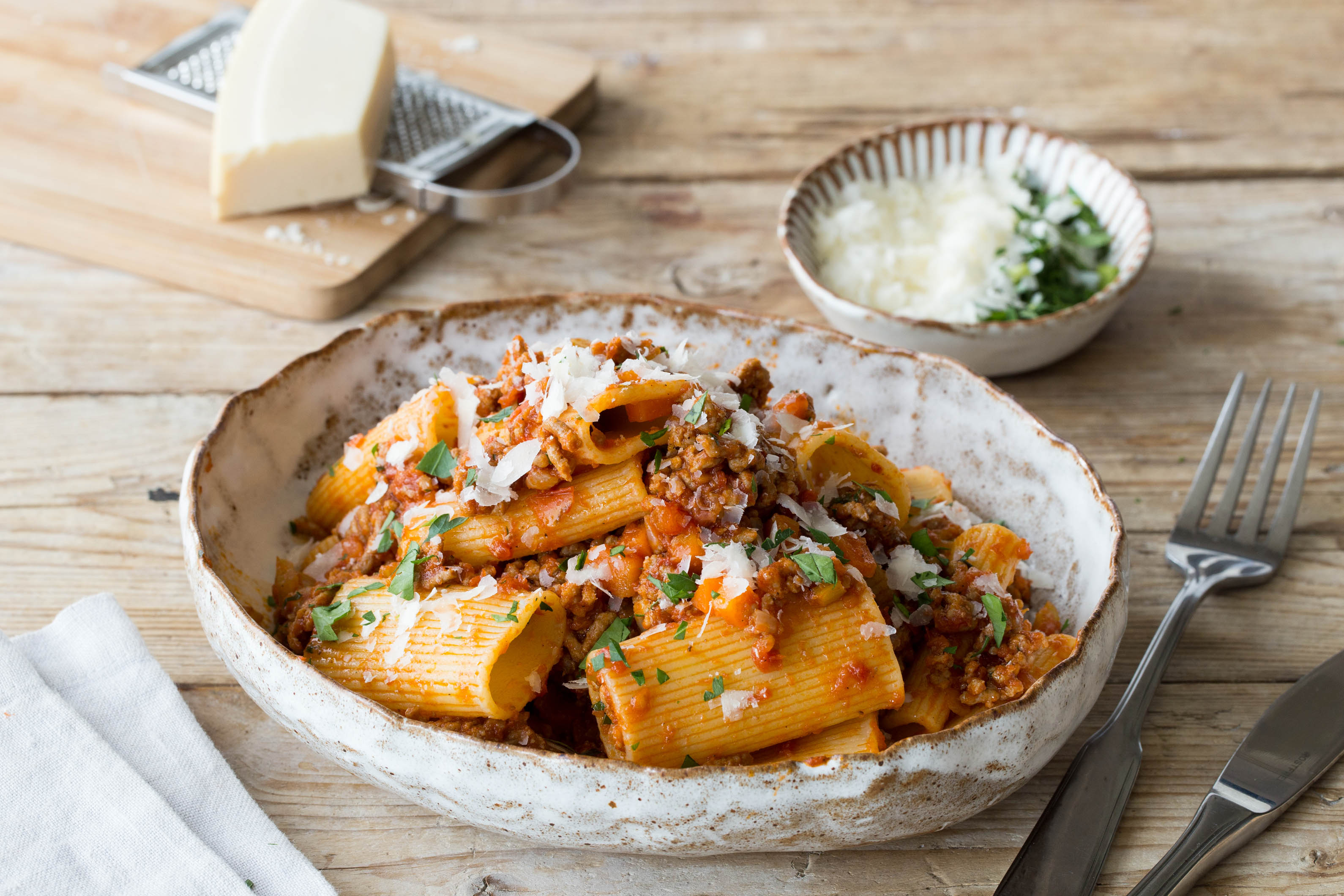 Traditional Pork & Veal Rigatoni Bolognese