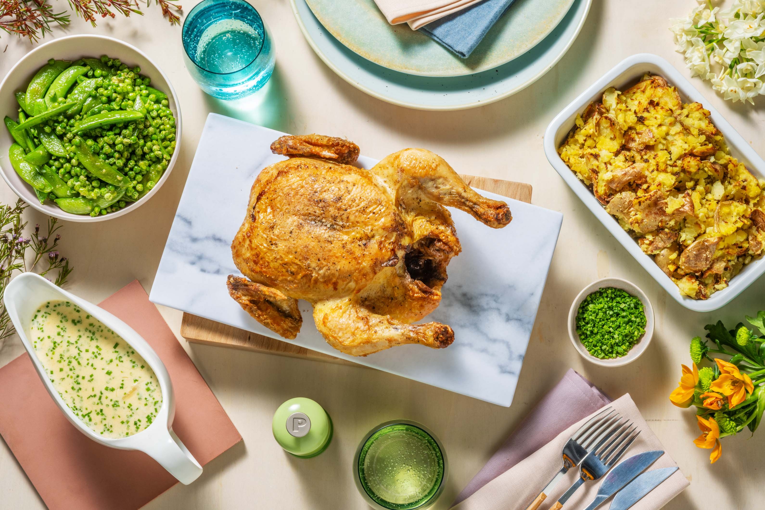 Truffled Roast Chicken and Creamy Chive Sauce