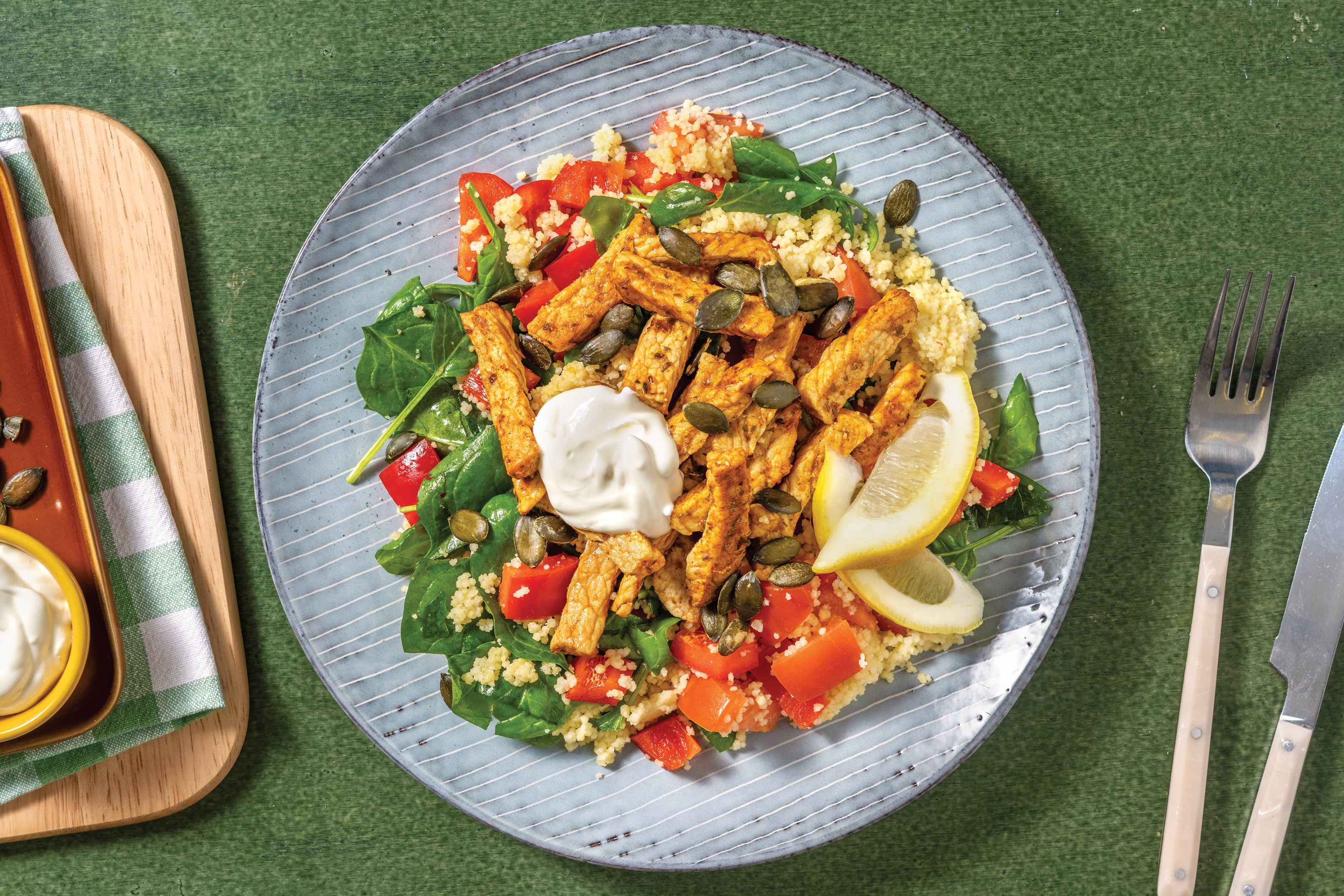 Tunisian Pork Strips & Couscous Tabbouleh