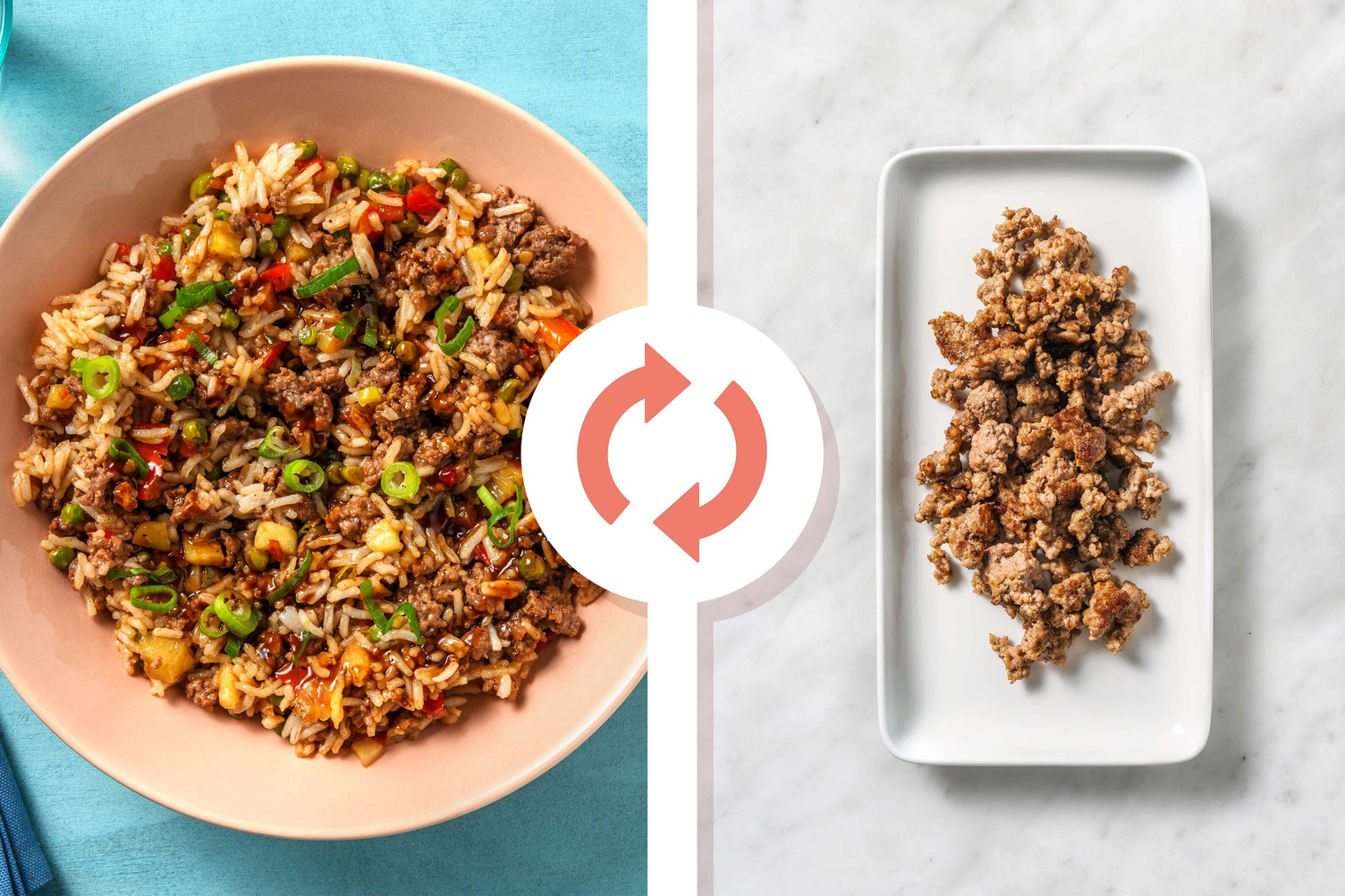 Riz frit à la dinde et aux ananas