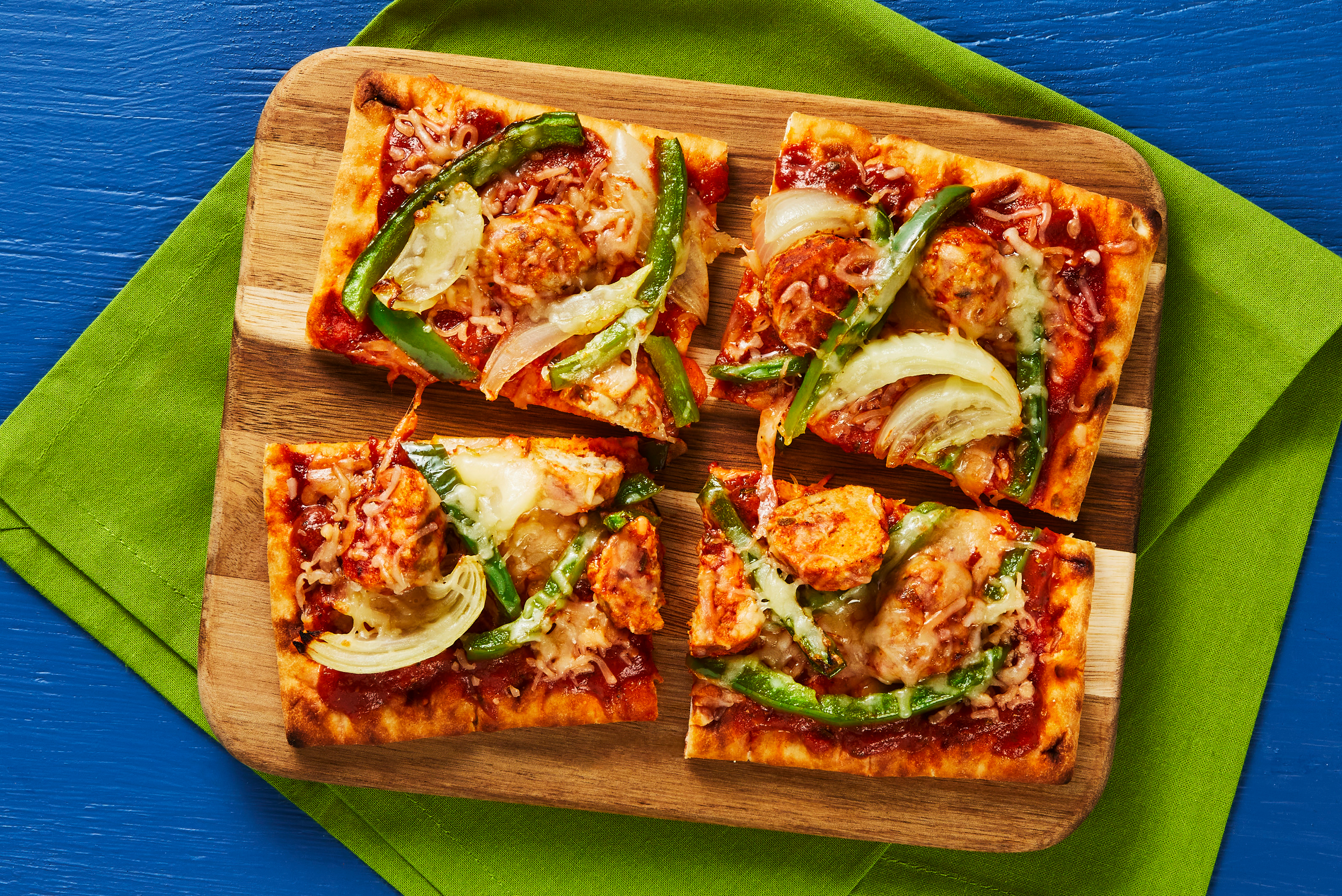 Turkey Meatball, Pepper & Onion Flatbreads