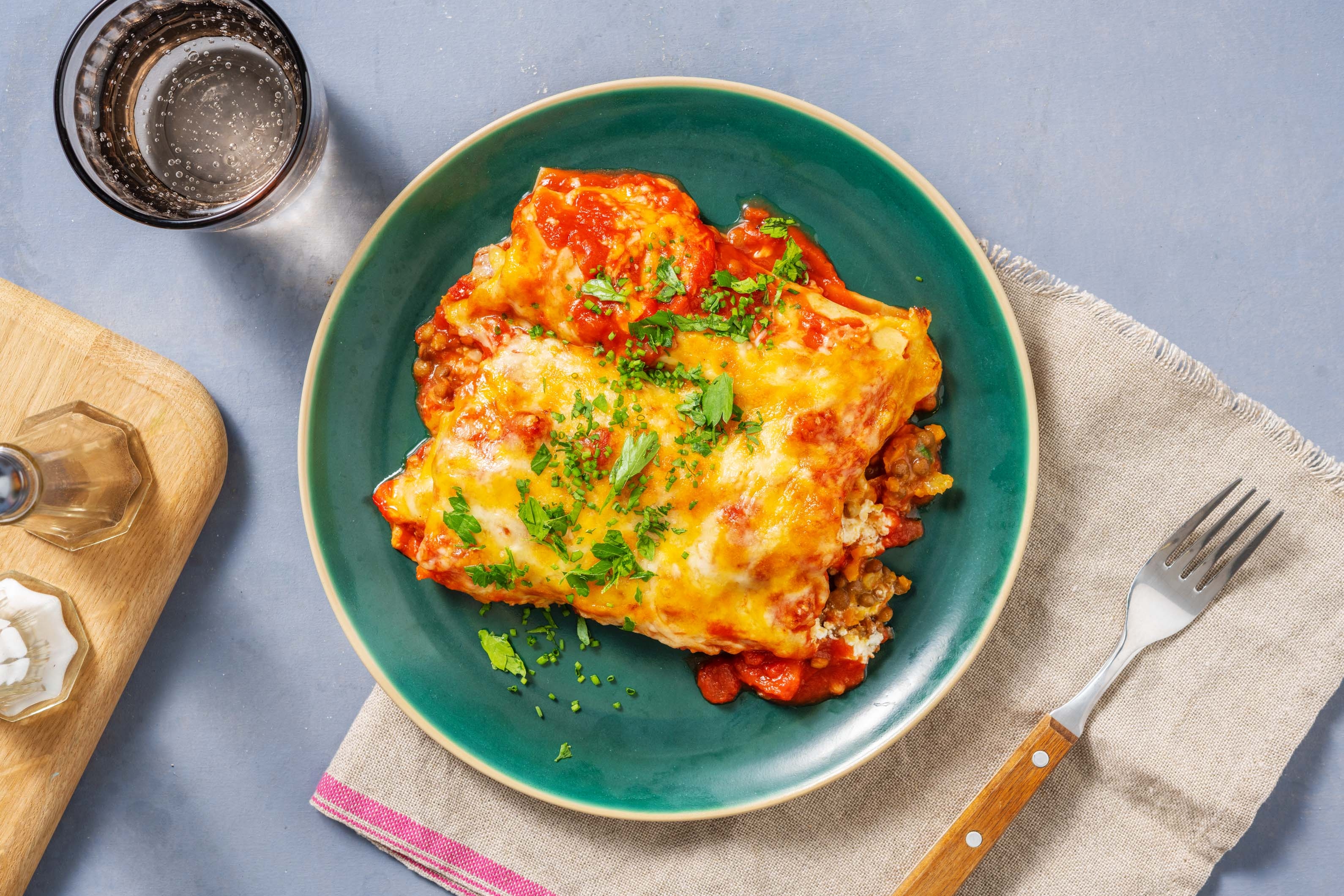 Überbackene Lasagneröllchen