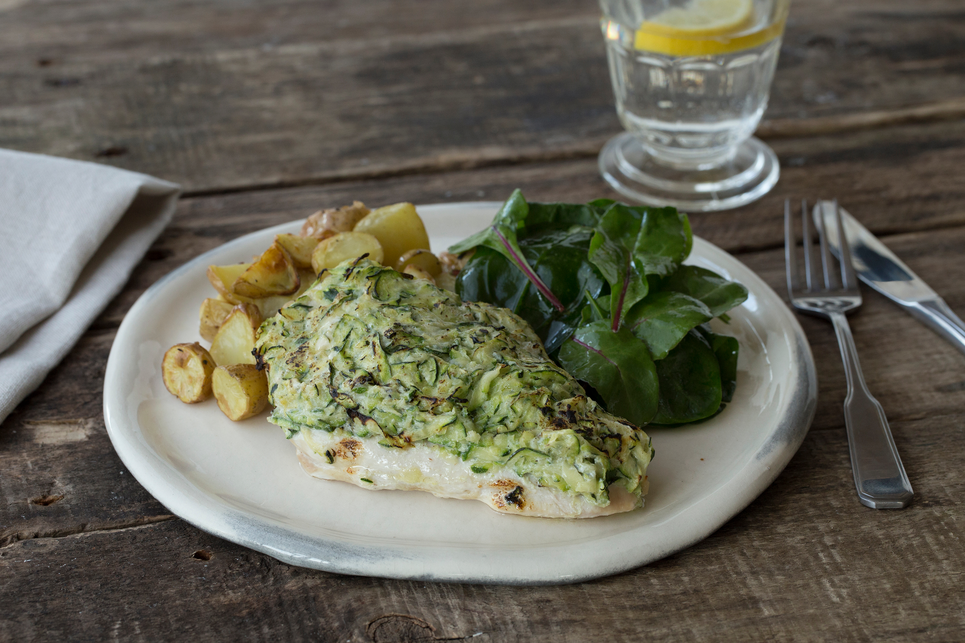Überbackene Pouletbrust mit Zucchini