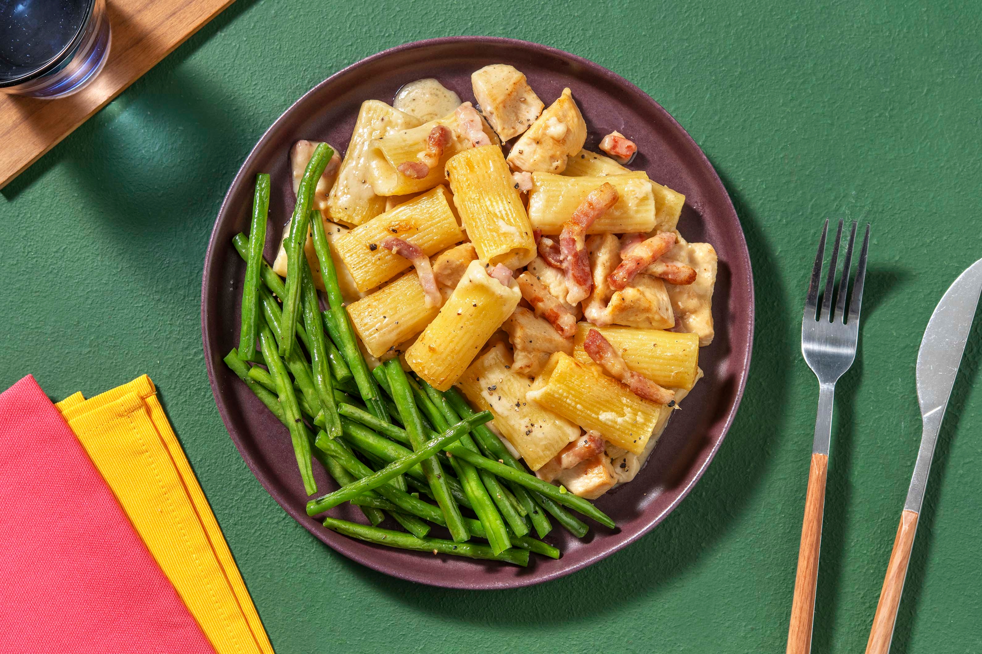 Ultimate Creamy Chicken and Bacon Rigatoni Bake