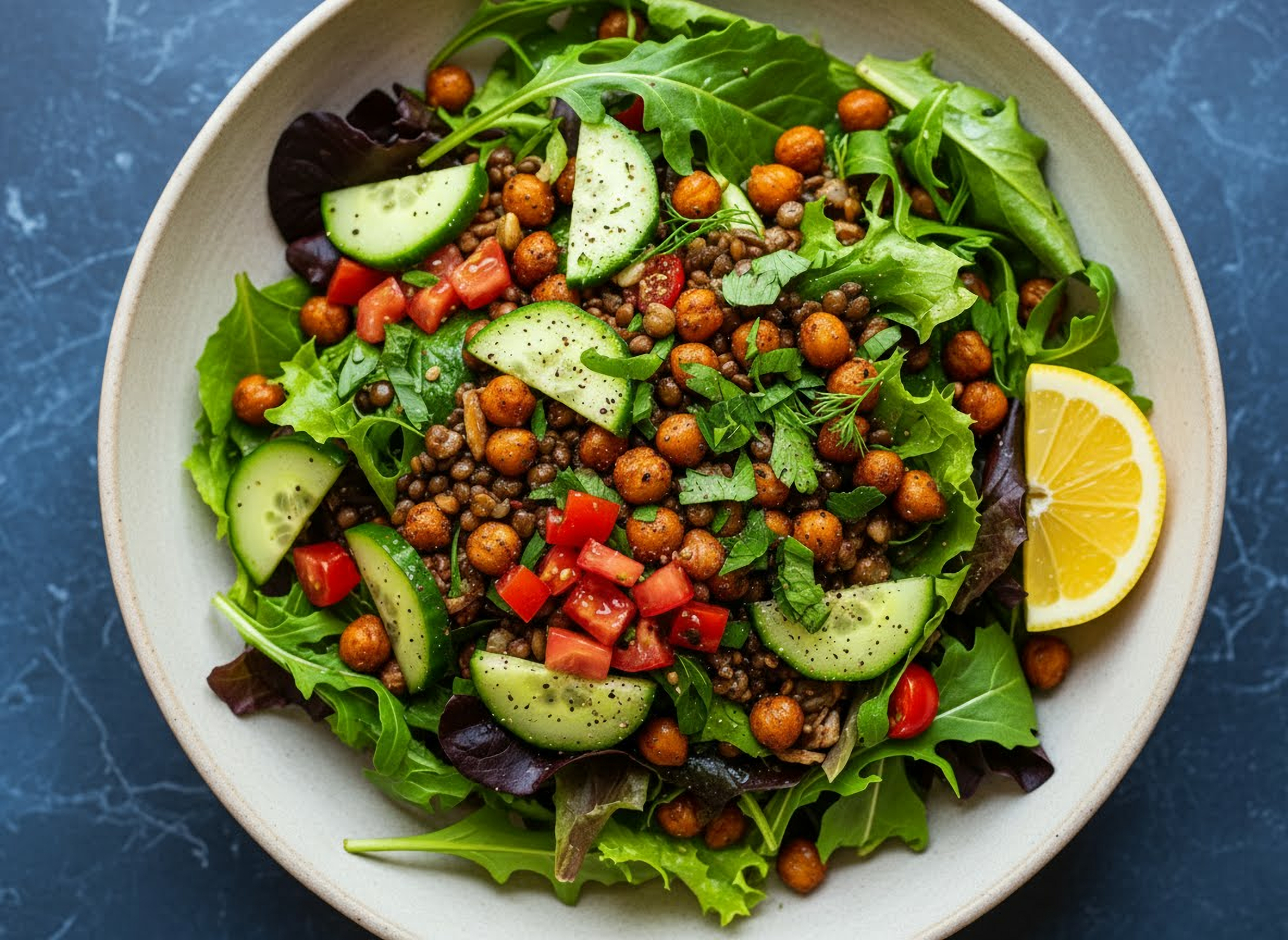 Chicken, Crispy Chickpea & Lentil Salad