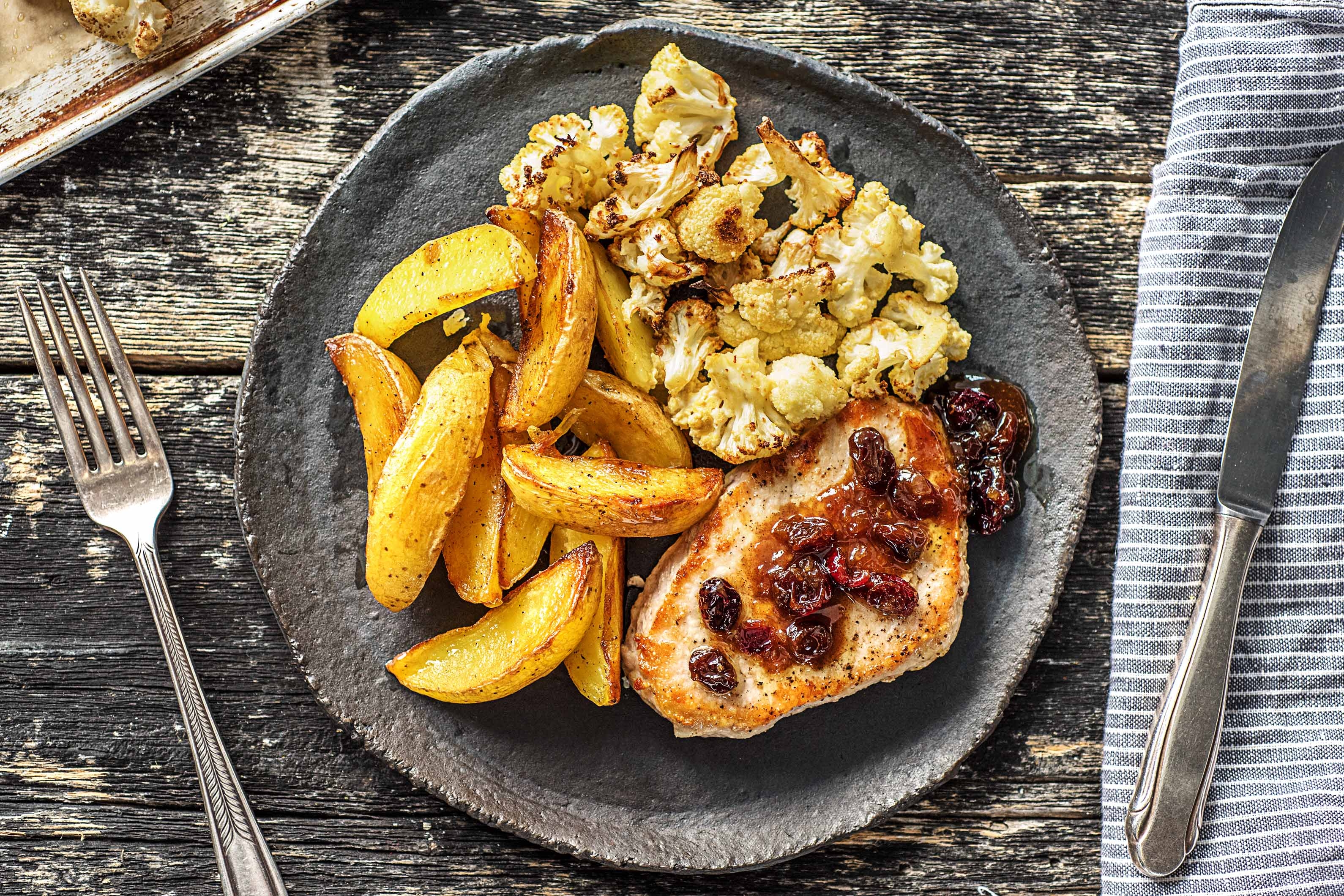 Varkensfilet met kaneel-cranberrysaus