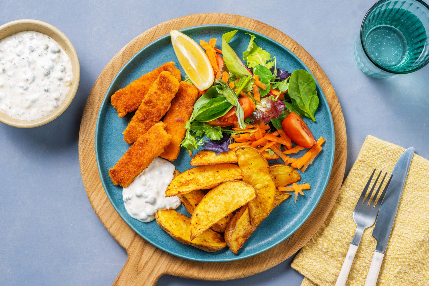 Vegan Fish & Chips mit Kapern-Remoulade