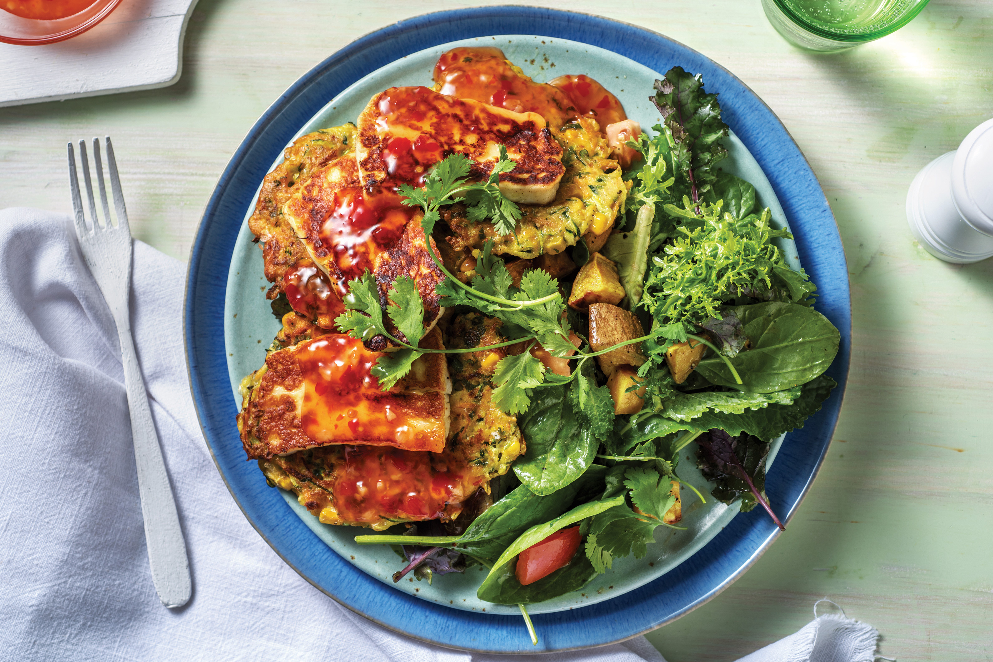 Veggie Fritter & Haloumi Stack