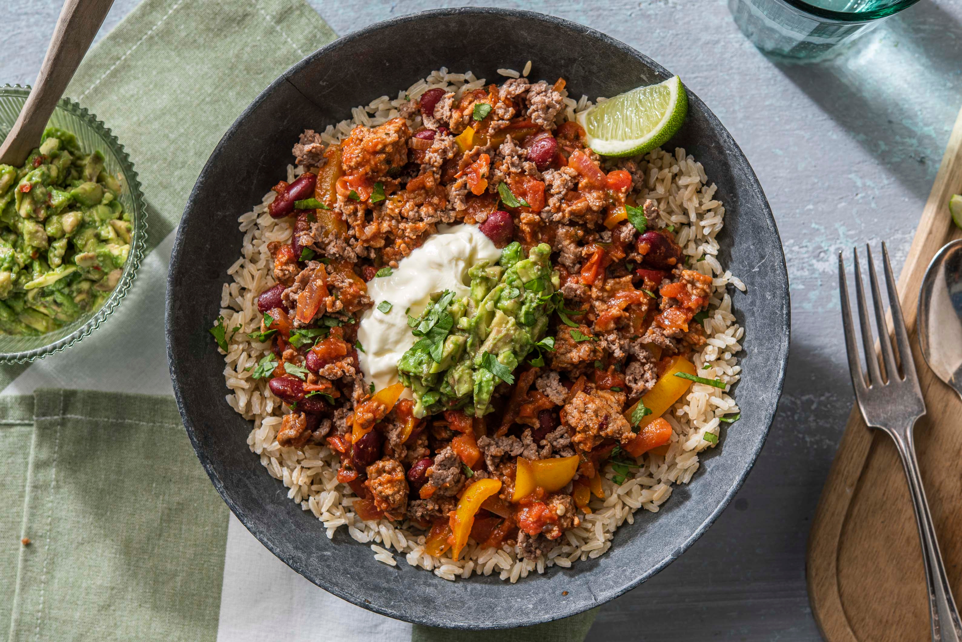 Chilli con carne avec de la viande en extra