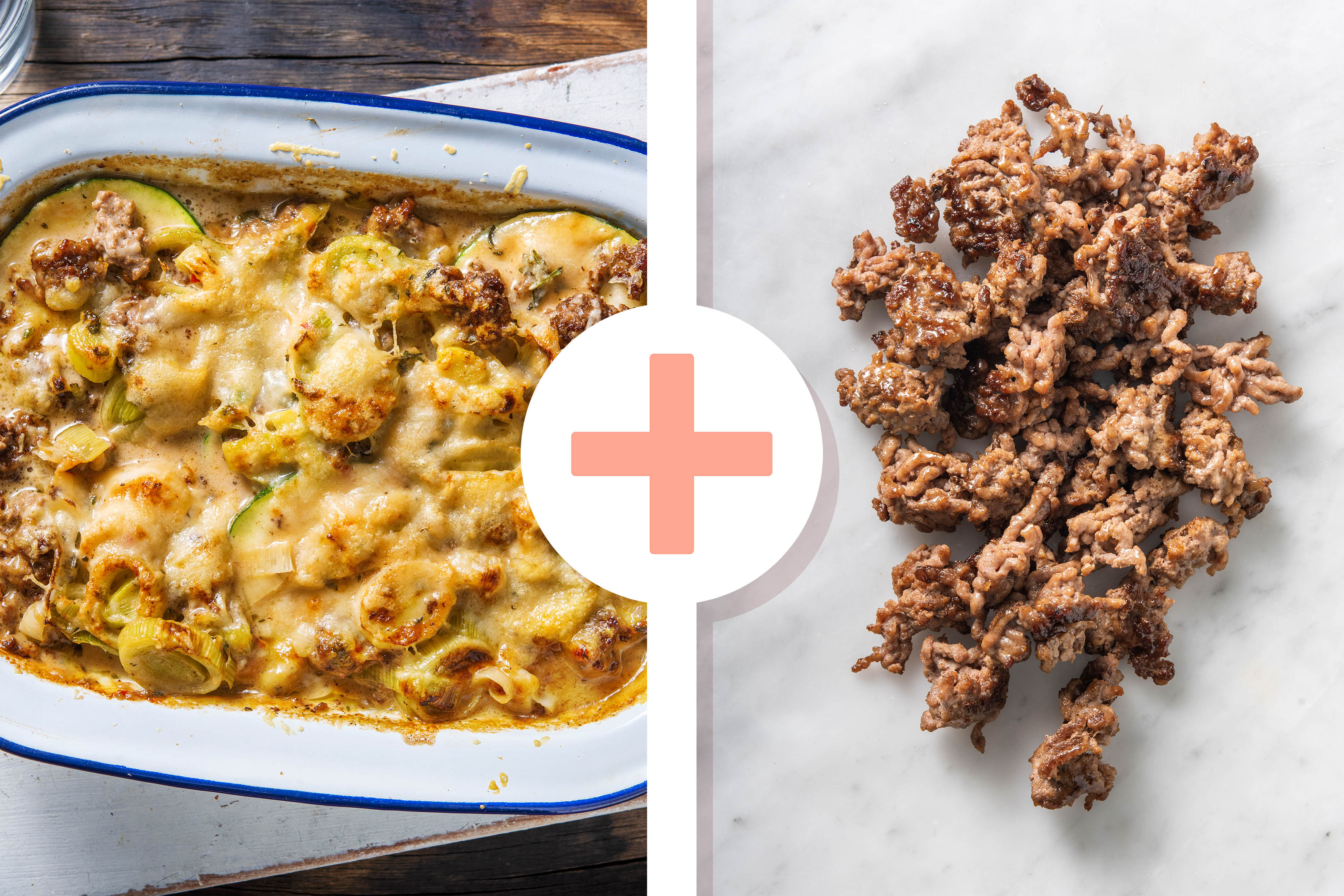 Romige lasagne met prei en courgette