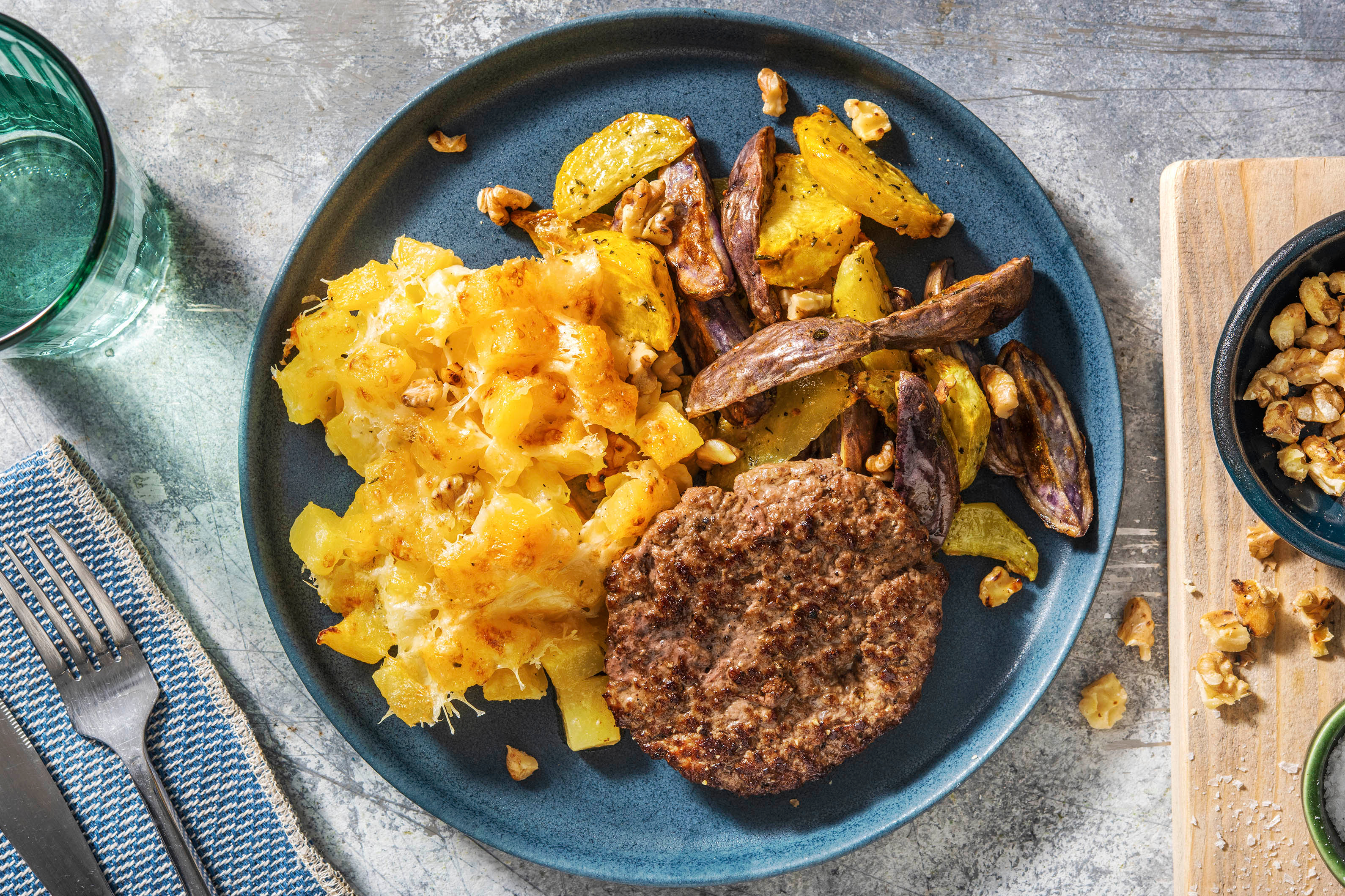 Gratin de légumes oubliés et steak haché