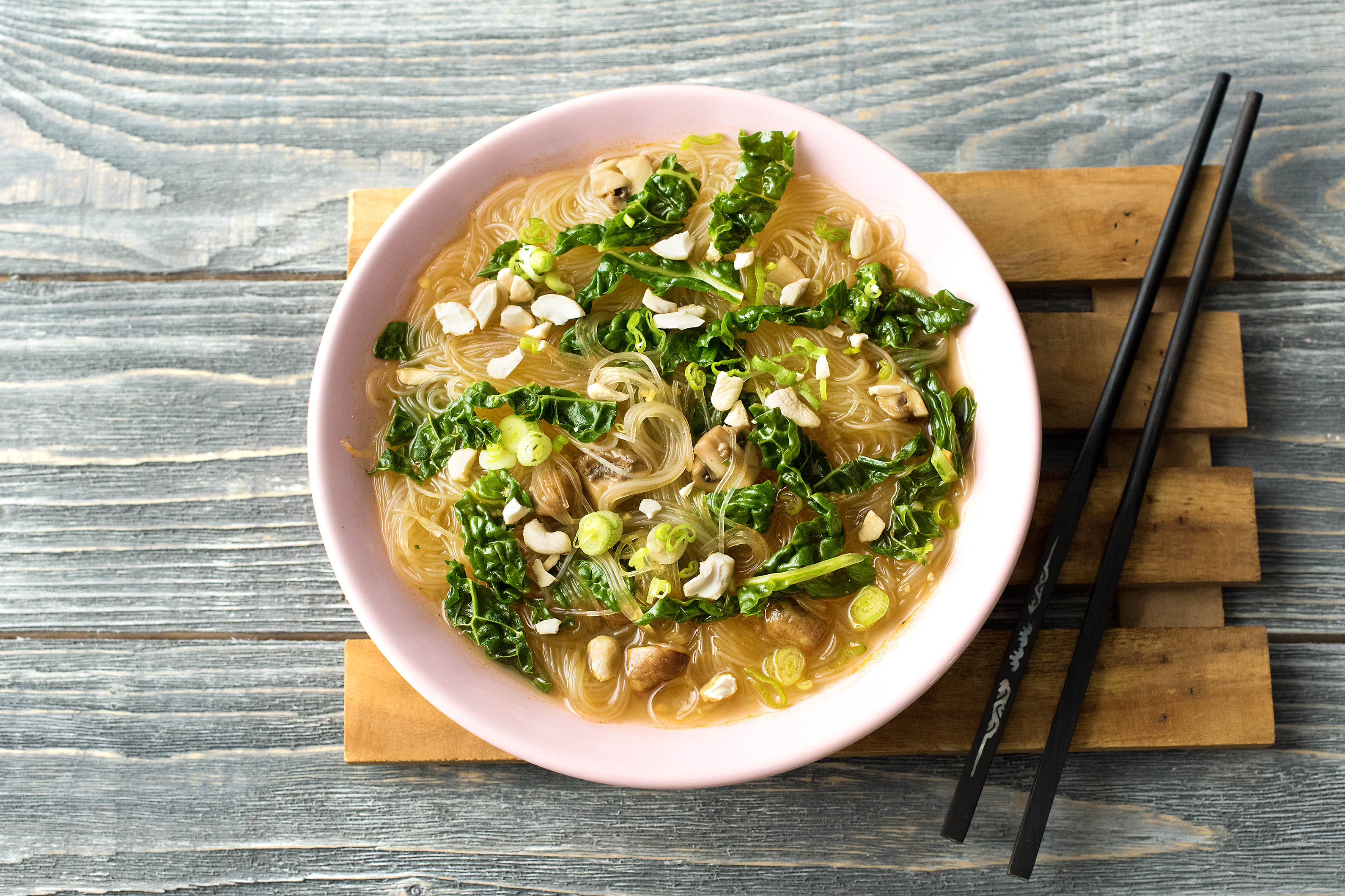 Vietnamese Pho with Cavolo Nero and Cashews