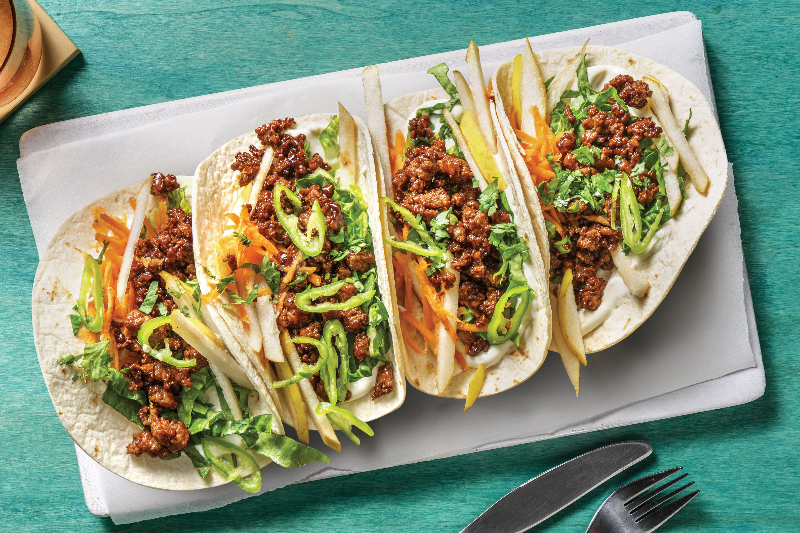 Quick Vietnamese-Style Pork & Pear Tacos