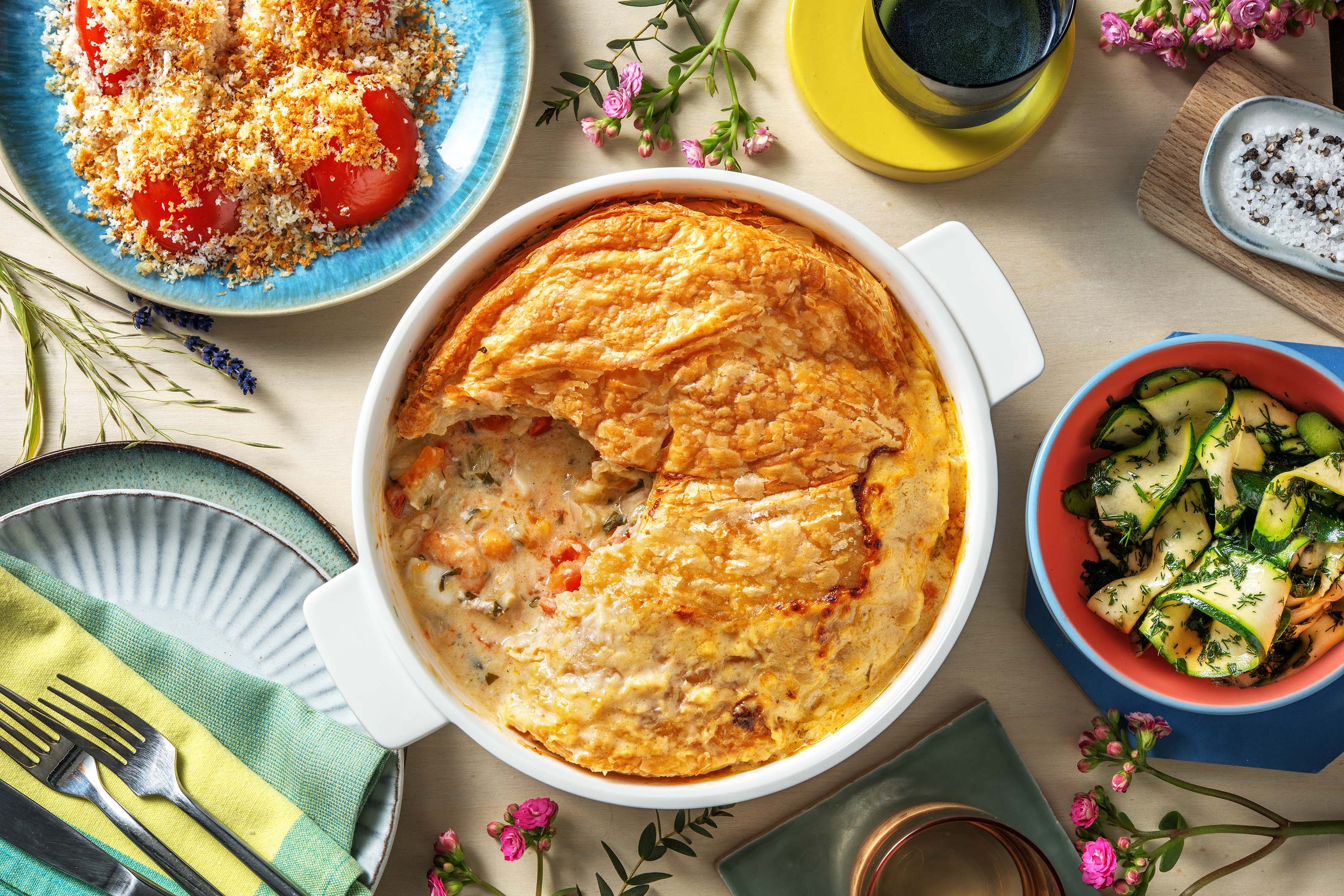 Vispastei met venkel en tomaat