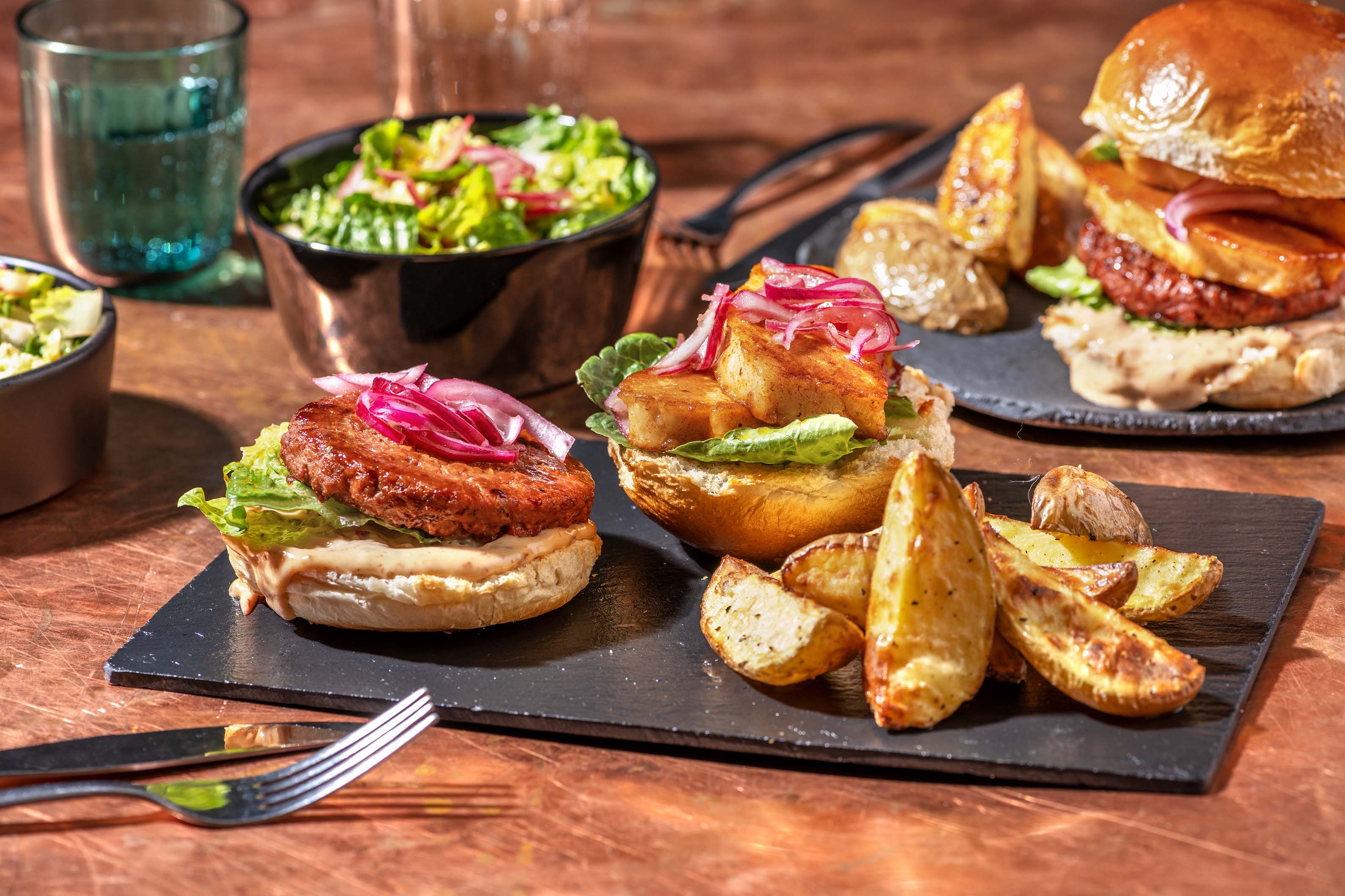 Honey Glazed Halloumi and Veggie Burger