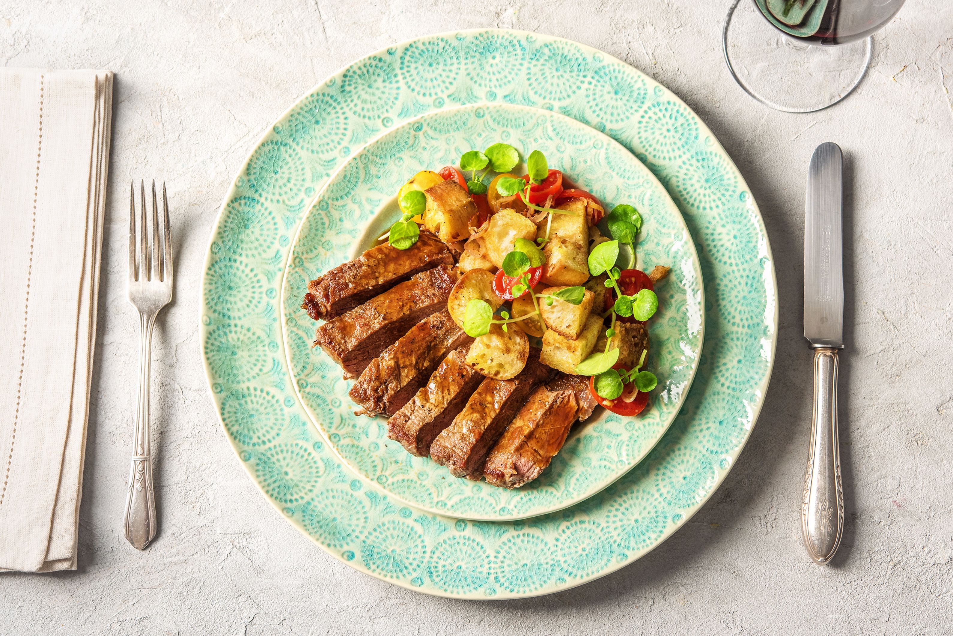 New York Strip Steak Panzanella
