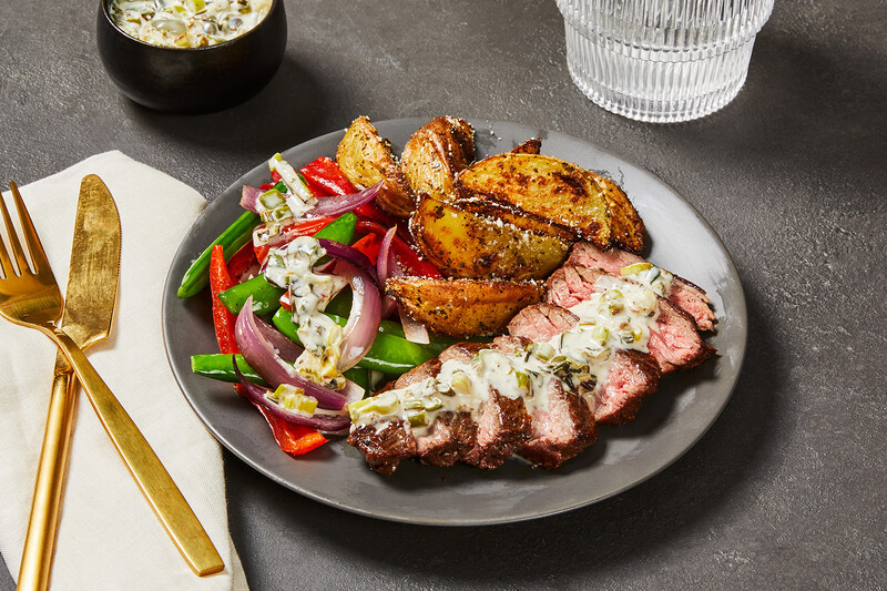 Seared Double Steaks & Herby Parmesan Potatoes 