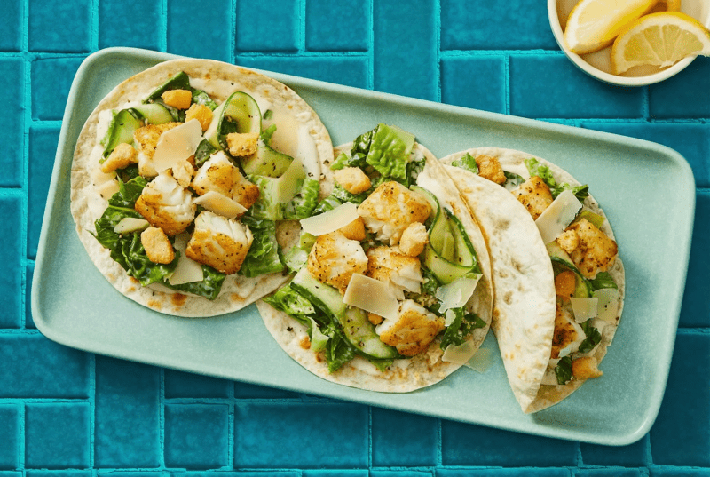 Air Fryer Icelandic Cod Caesar Tacos