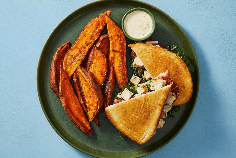 Grilled Cheese & Chicken with Pesto Kale