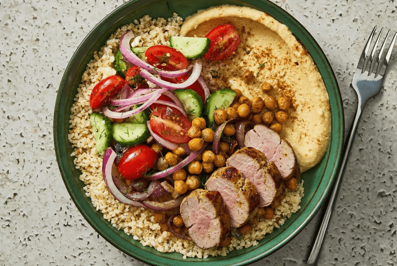 Lamb Chop & Harissa Chickpea Bowls