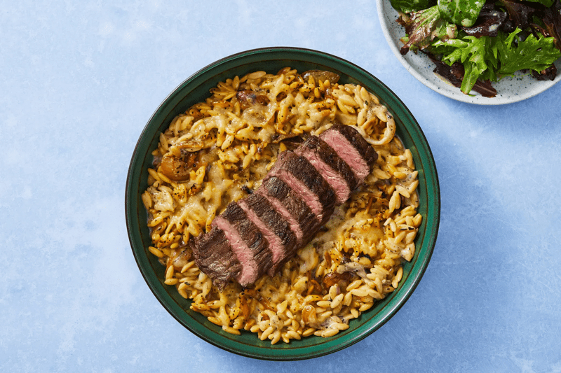 One-Pan French Onion & Steak Orzotto