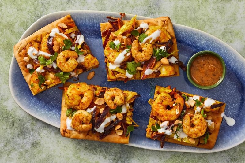 Curried 2x Shrimp & Cabbage Flatbreads