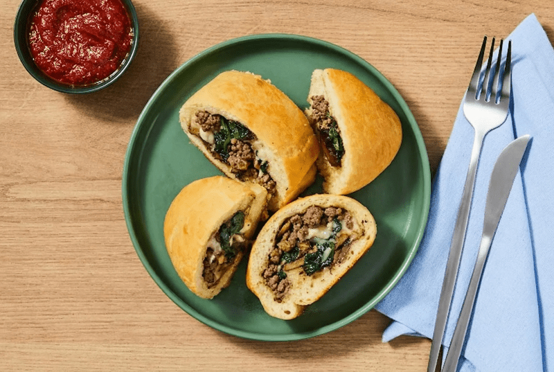 Cheesy Beef & Mushroom Stromboli