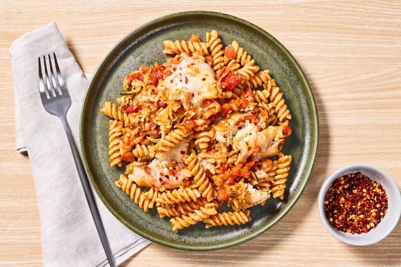 Zucchini Pomodoro & Gluten-Free Fusilli Bake